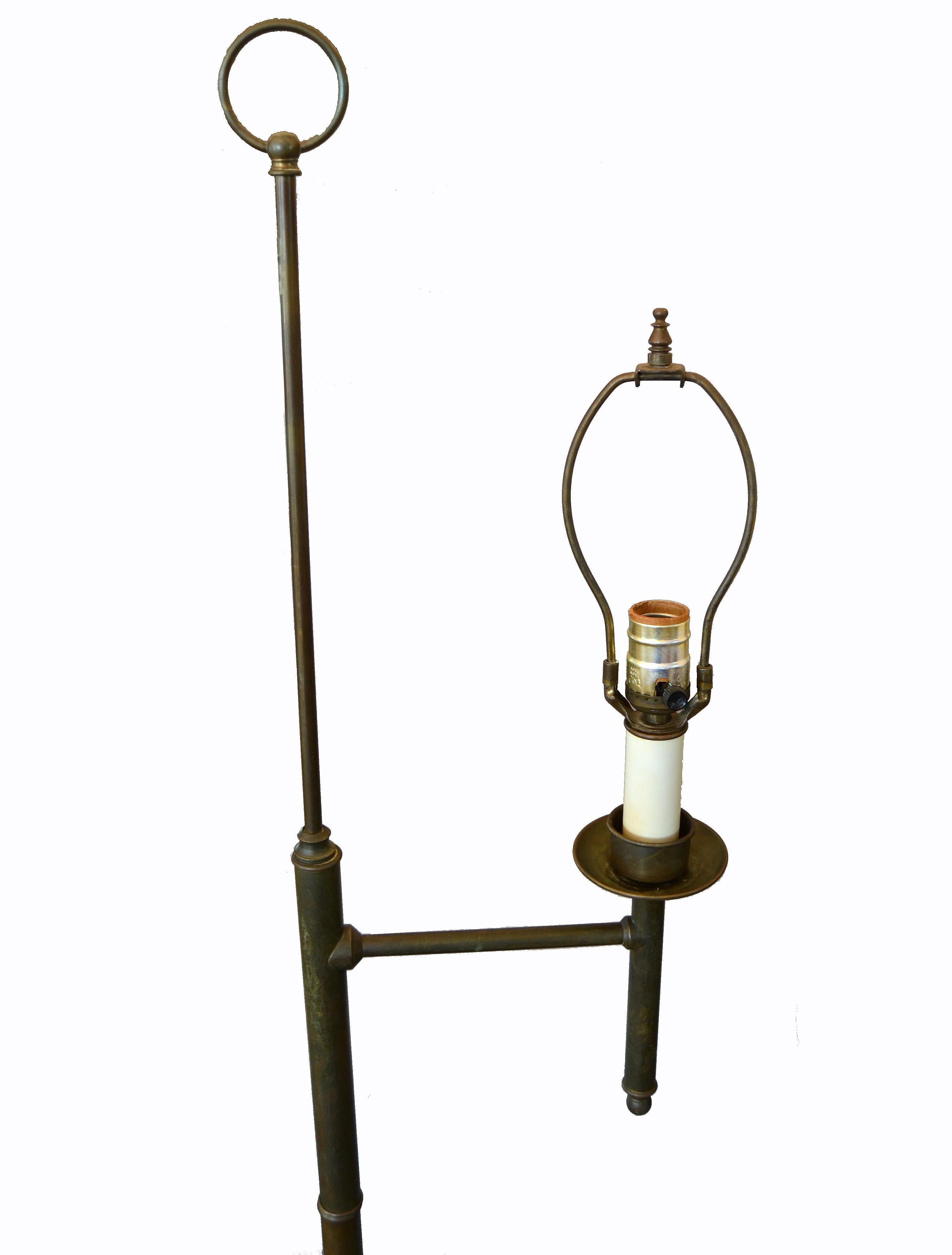 Mid-20th Century Pair of Vintage American Classical Bronze Floor Lamps with Shades