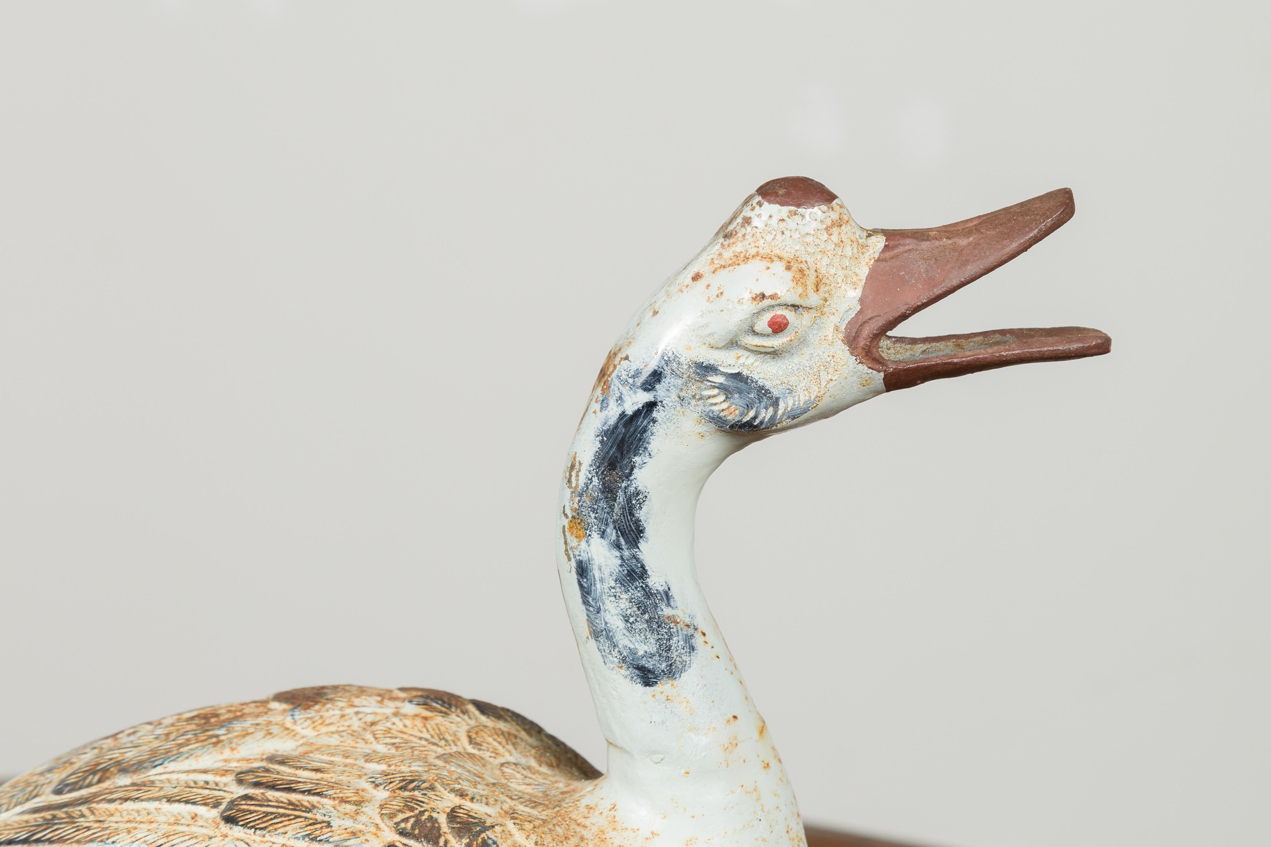 Paire de sculptures américaines vintage de canards en fer du milieu du siècle dernier avec patine vieillie 6