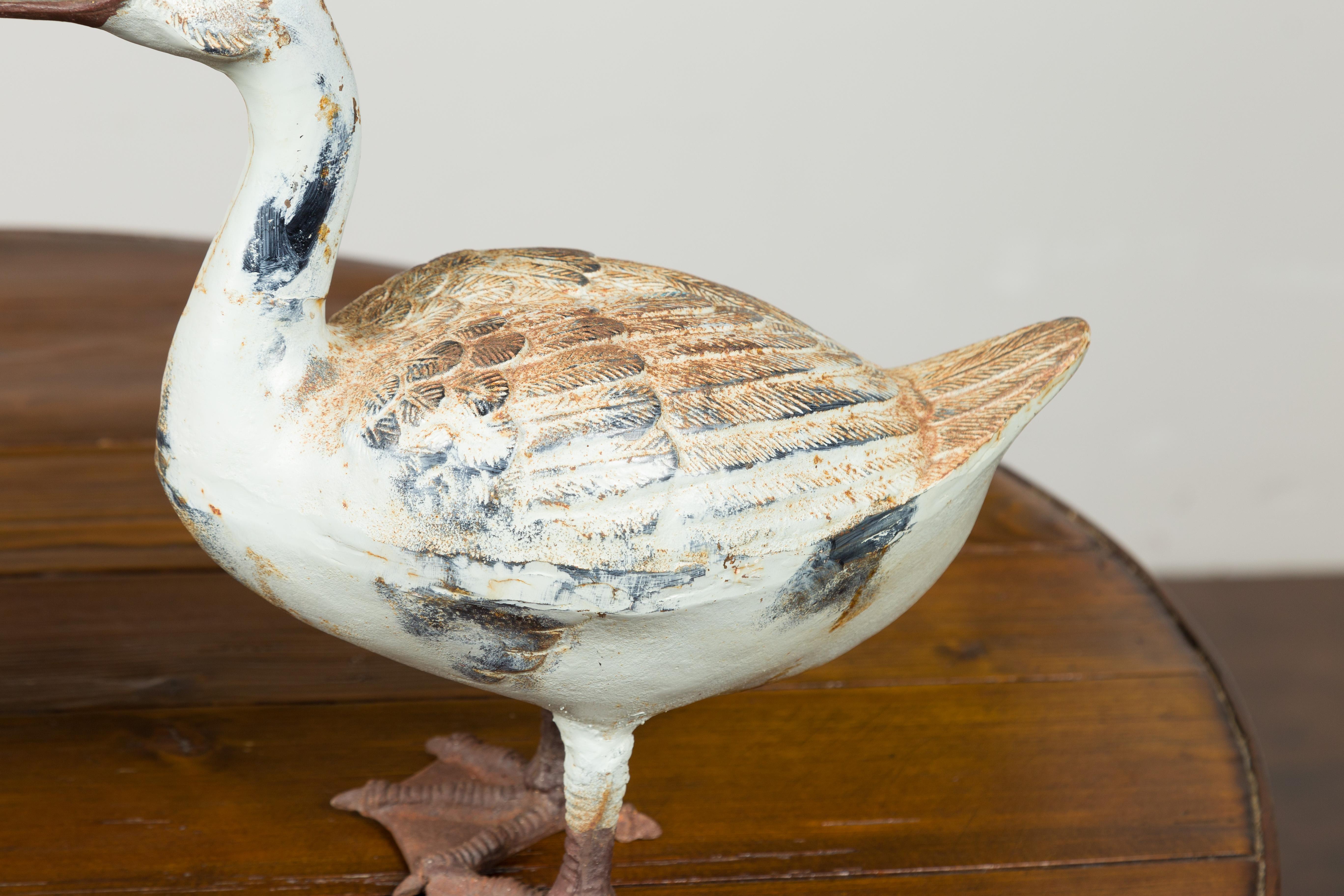 Pair of Vintage American Midcentury Iron Duck Sculptures with Weathered Patina For Sale 4