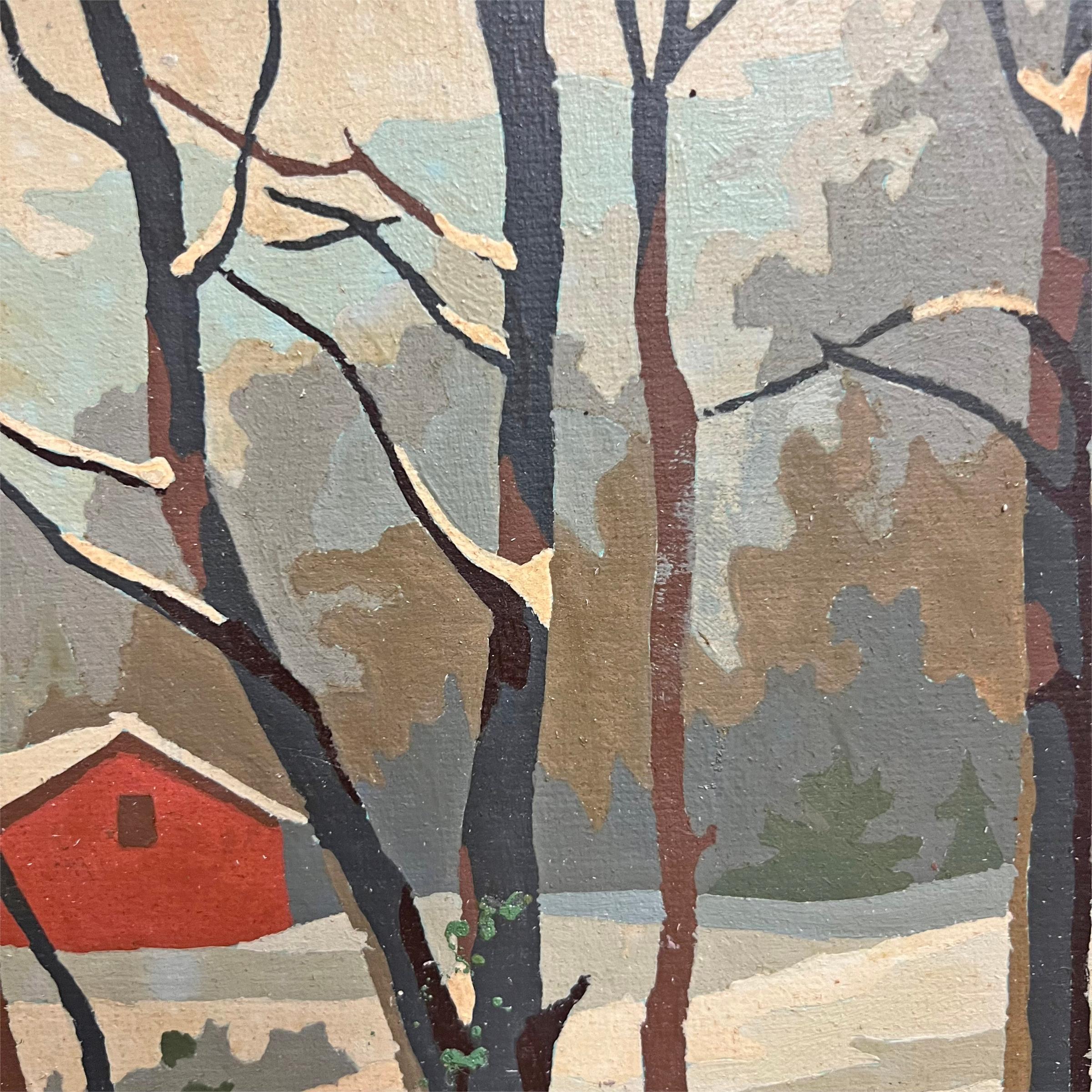 Paire de peintures américaines de paysages d'hiver en vente 1