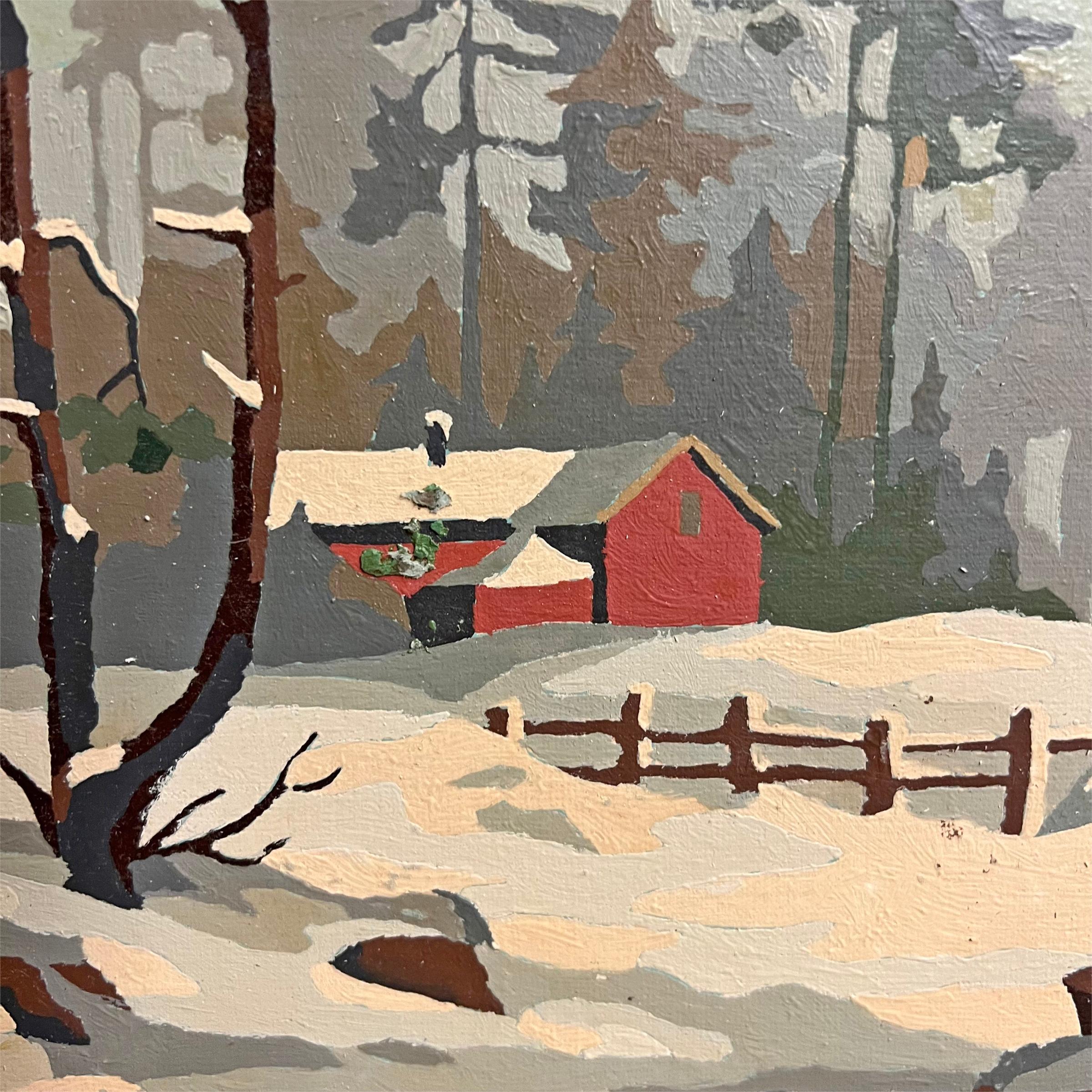 Paire de peintures américaines de paysages d'hiver en vente 2