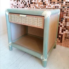 Pair of Vintage American Pastel Pencil Reed Bedside Cabinets, C1970s