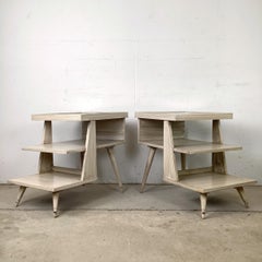 Pair of Vintage American Three-Tier Step End Tables