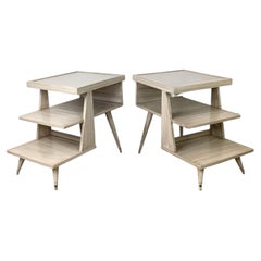 Pair of Vintage American Three-Tier Step End Tables
