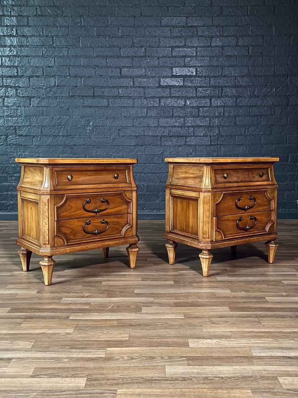 Other Pair of Vintage American Traditional Night Stands w/ Travertine Tops For Sale