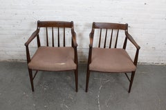Pair of Vintage American Walnut Armchairs by Heritage Henredon