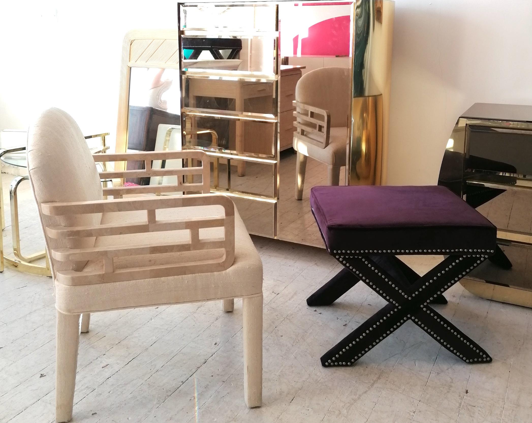 Pair of Vintage American x Base Studded Purple Velvet Foot Stools, USA, 1980s 6
