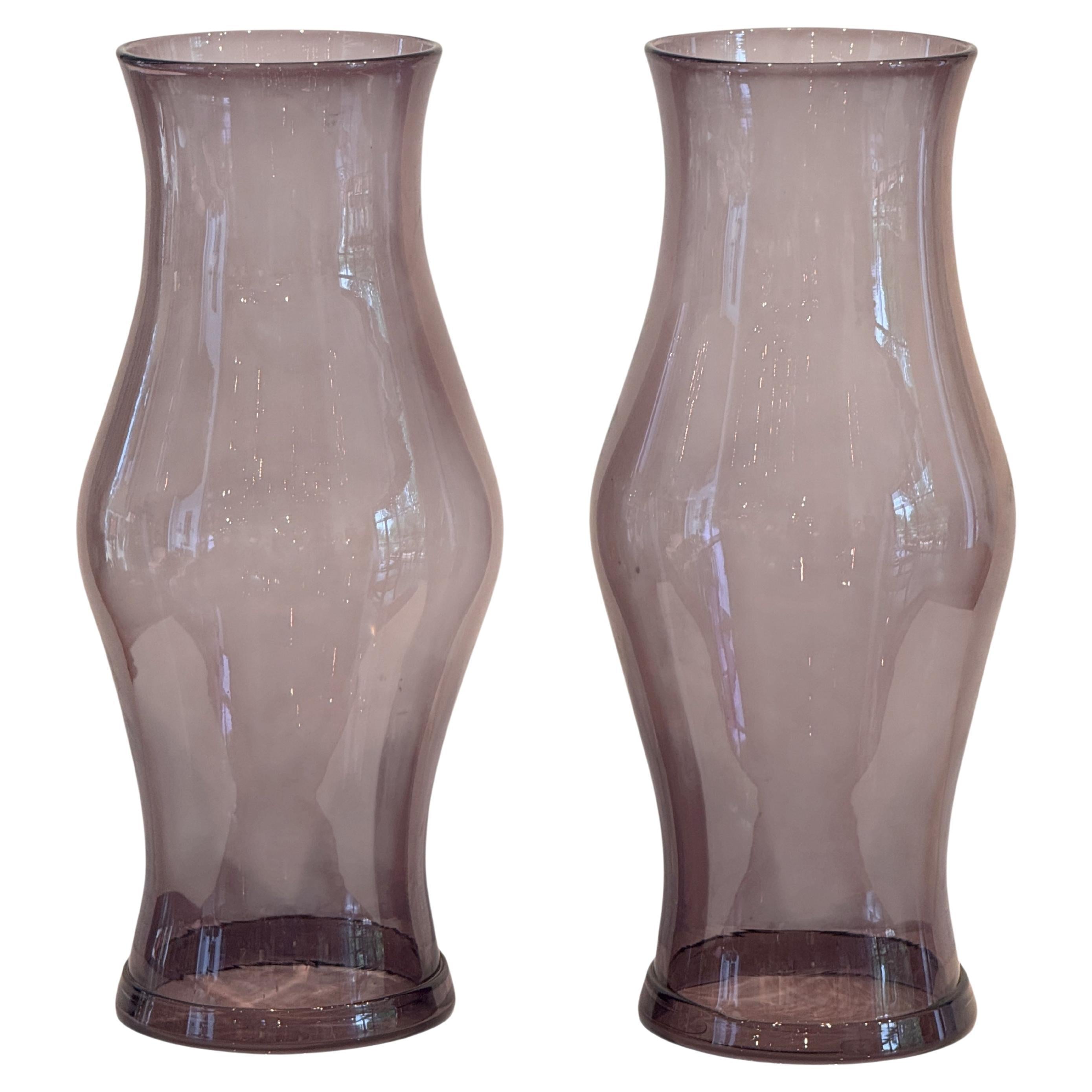 Paar Vintage Amethyst Glas Hurricane Schirme