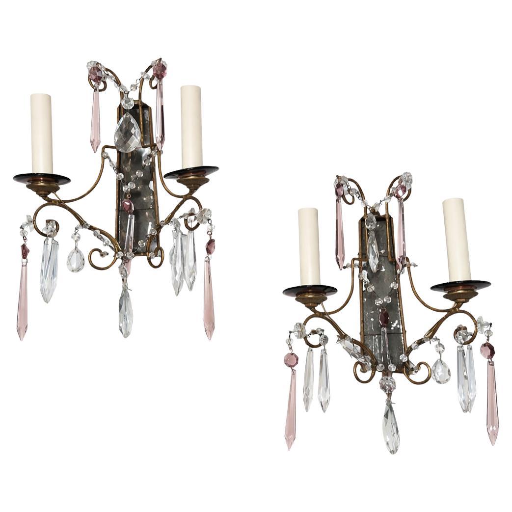 Pair of Vintage Amethyst Sconces