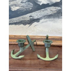 Pair of Vintage Anchor Wall Decorative Candle Holders, Nautical Maritime Decor