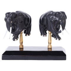 Pair of Vintage Anglo Indian Elephant Lamp Finials