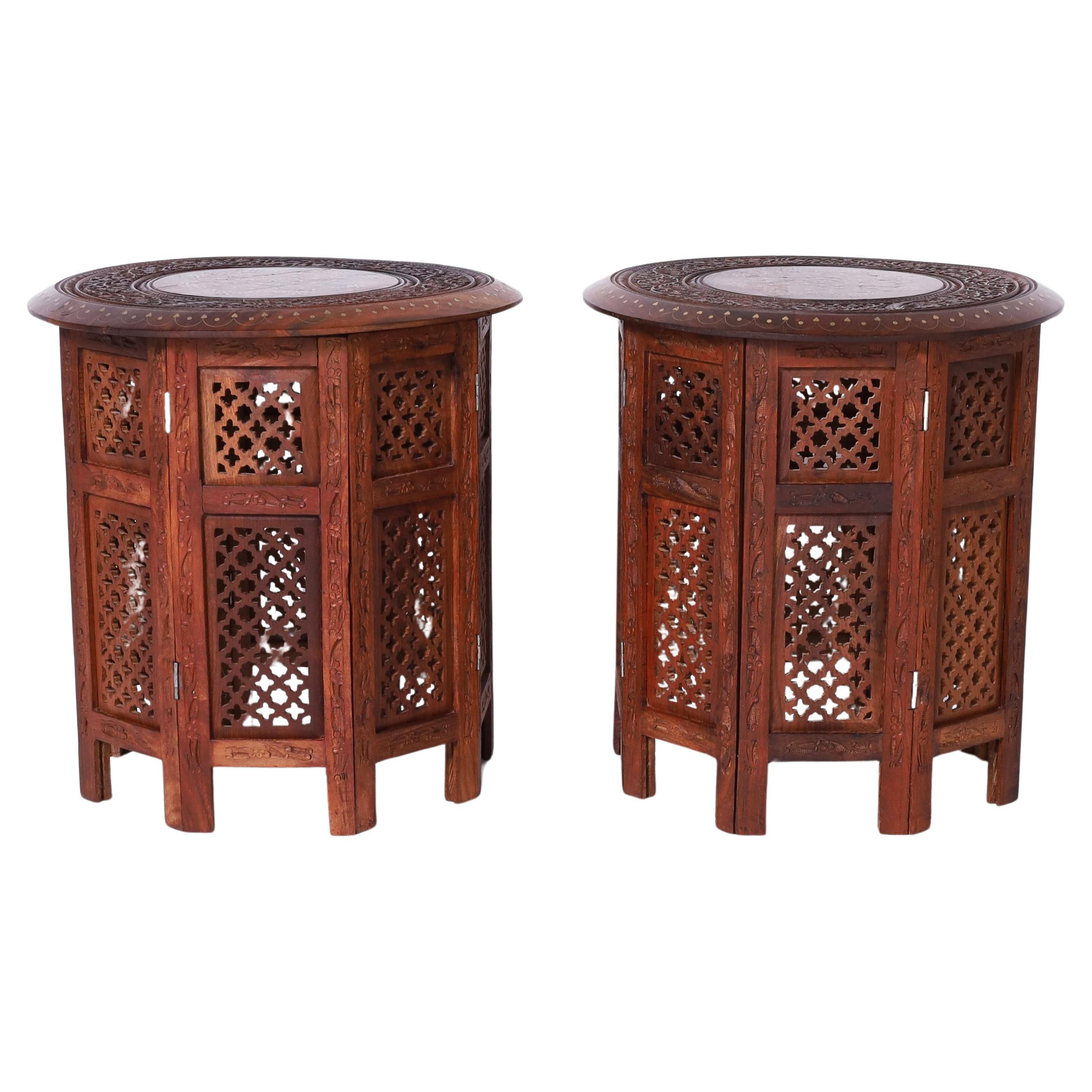 Pair of Vintage Anglo Indian Inlaid Stands For Sale