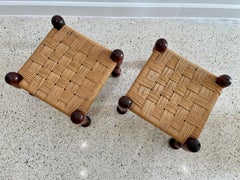 Pair of Vintage Anglo-Indian Woven Jute Stools