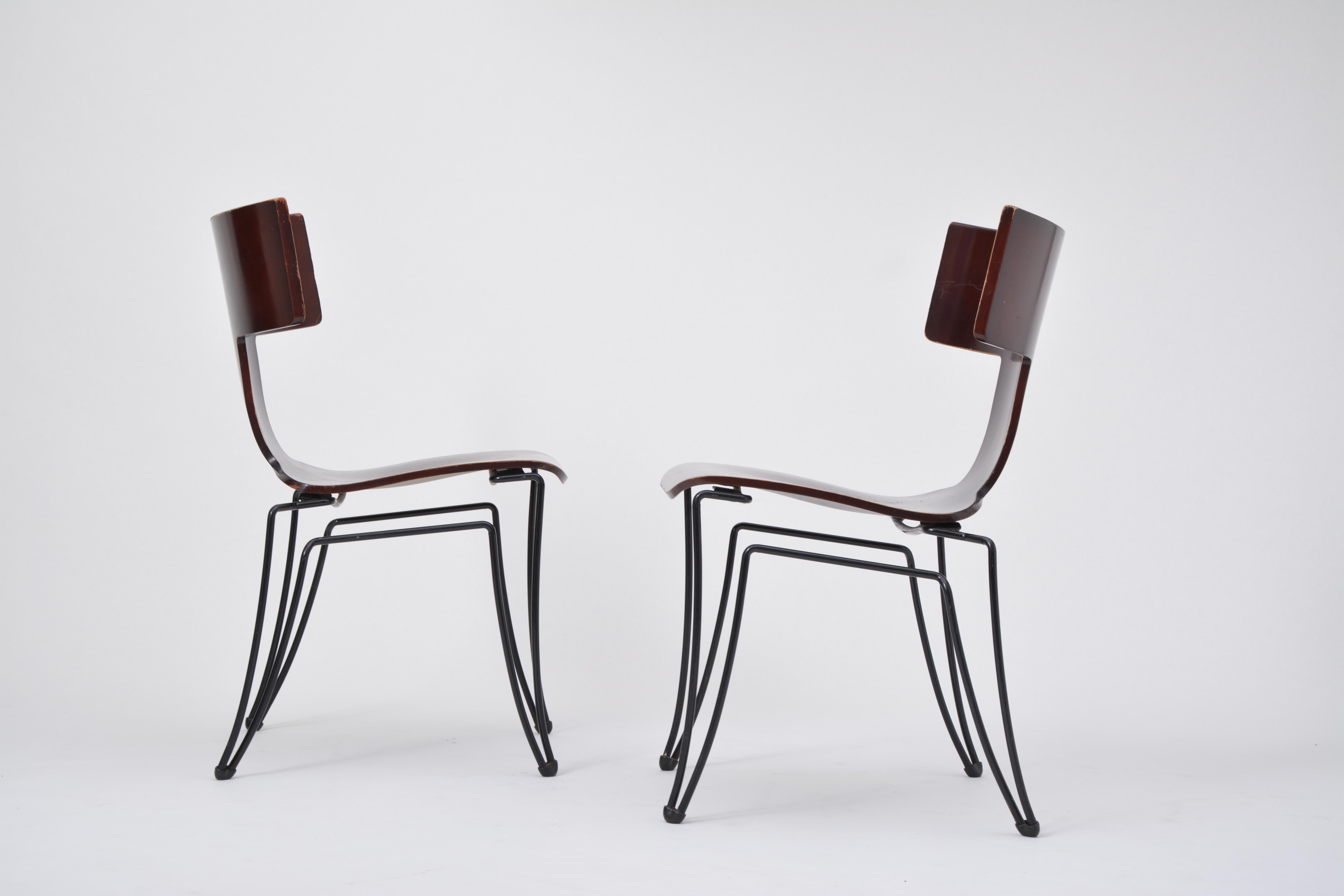 Postmoderne Paire de chaises de salle à manger Anziano vintage par John Hutton pour Donghia en vente