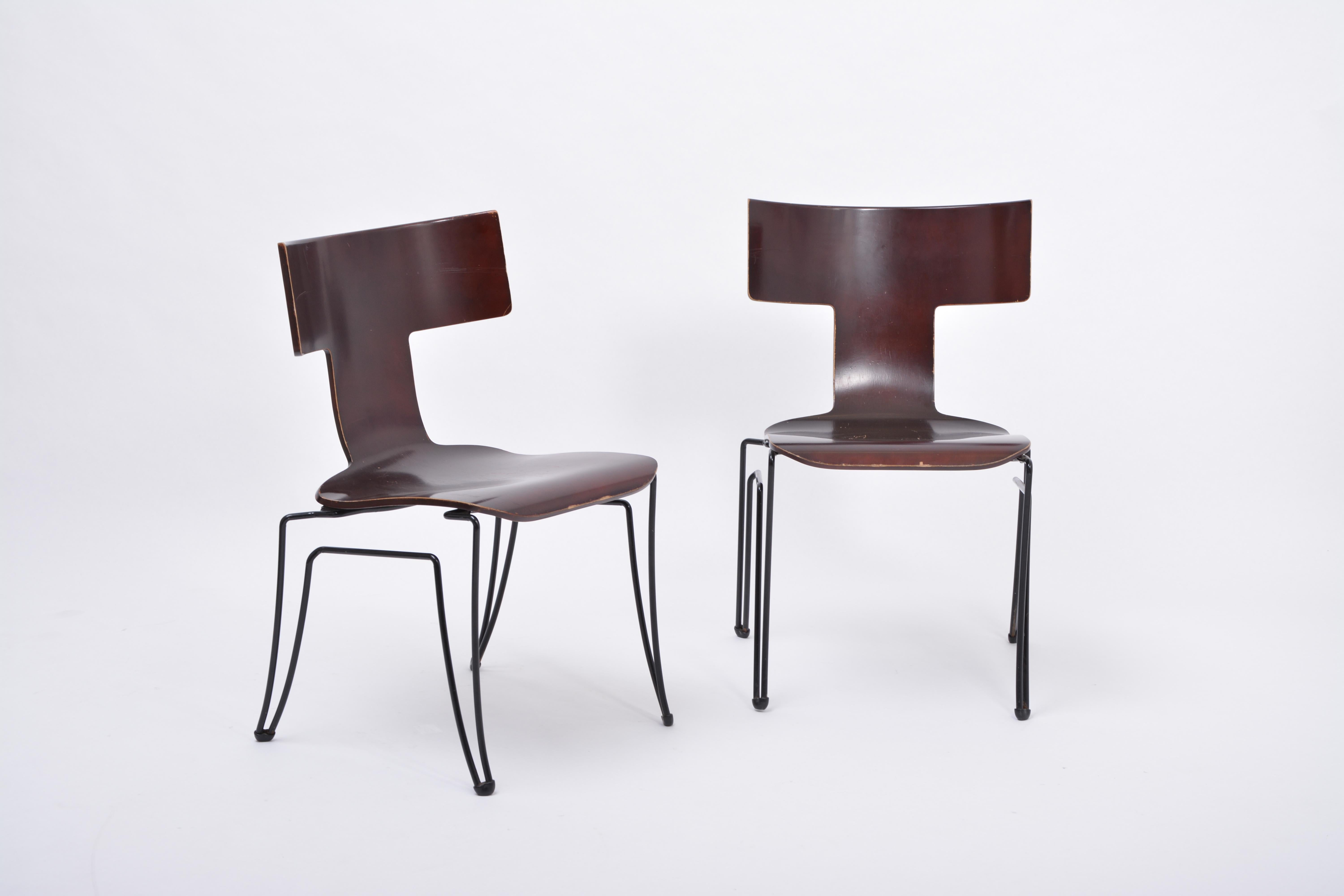 Post-Modern Pair of Vintage Anziano Dining Chairs by John Hutton for Donghia For Sale