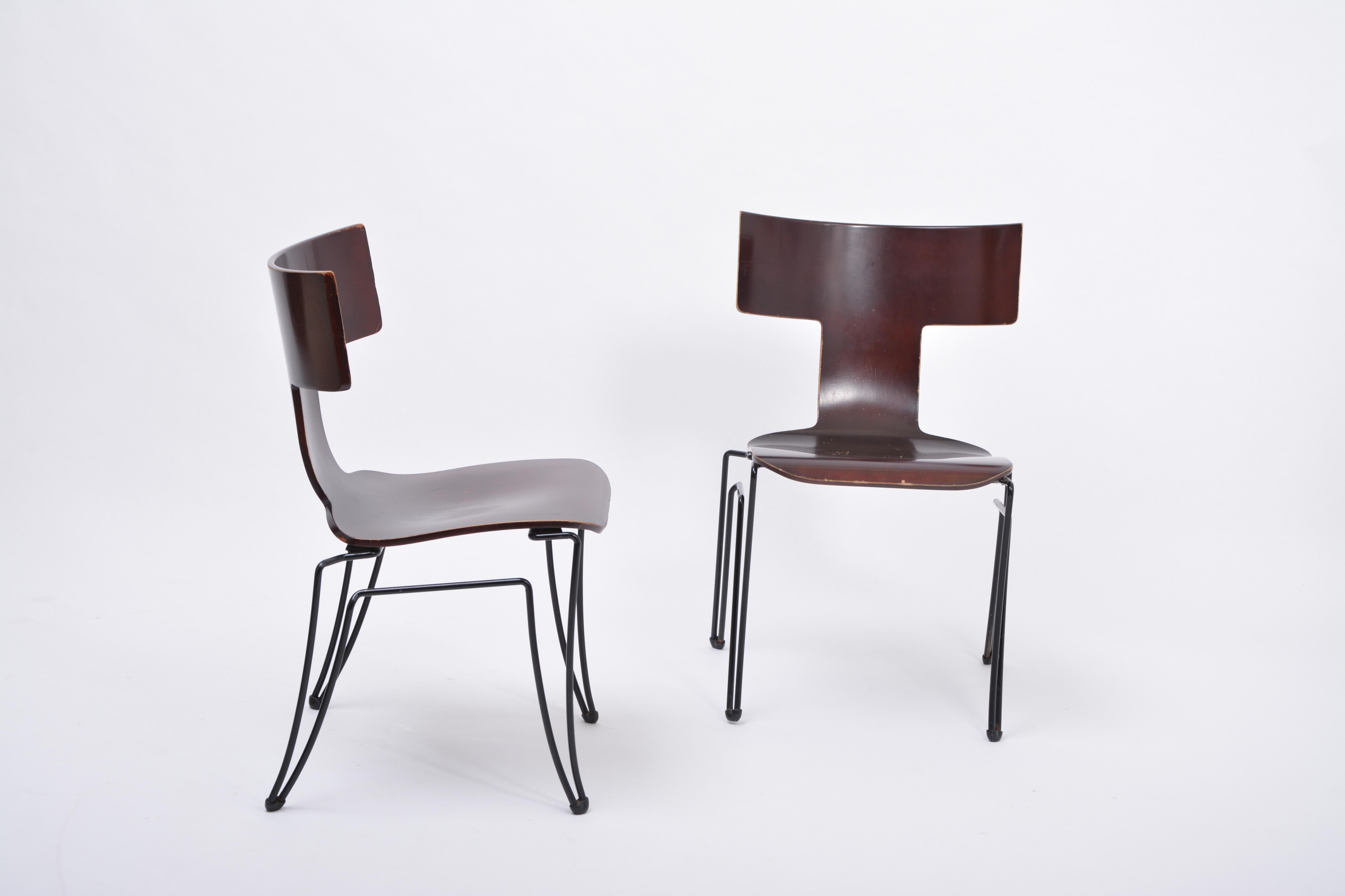 Fin du 20e siècle Paire de chaises de salle à manger Anziano vintage par John Hutton pour Donghia en vente
