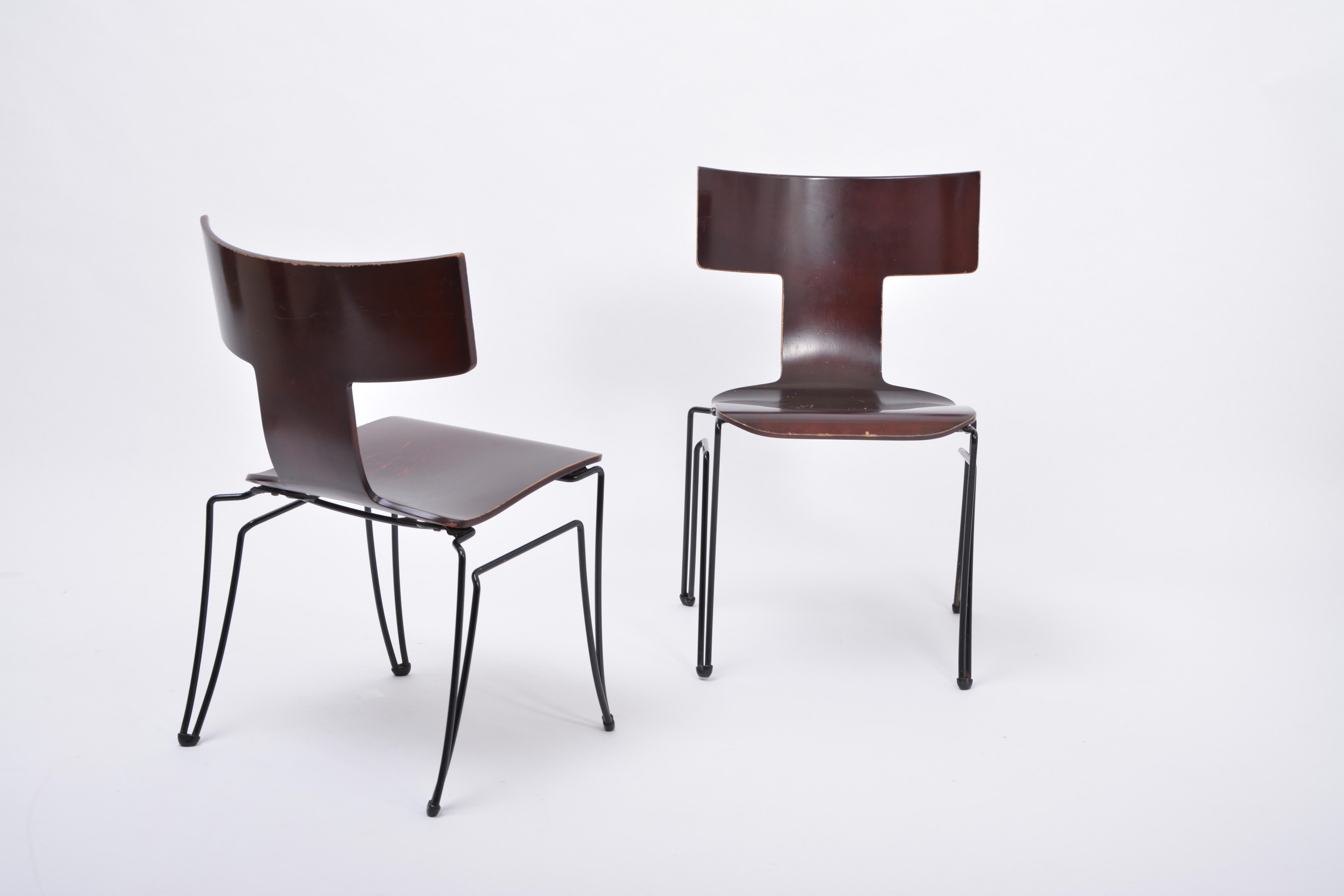Pair of Vintage Anziano Dining Chairs by John Hutton for Donghia In Good Condition For Sale In Berlin, DE