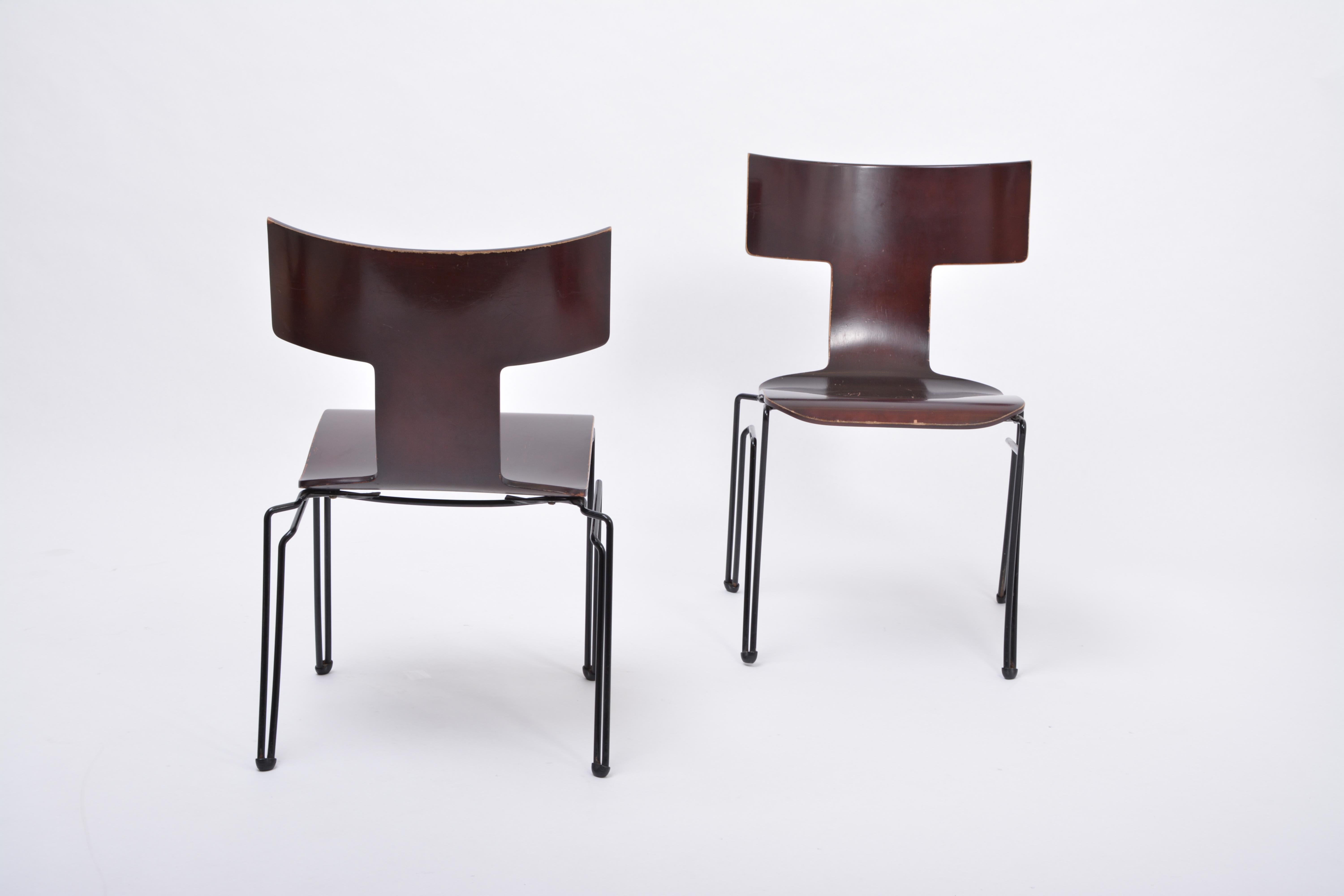 Late 20th Century Pair of Vintage Anziano Dining Chairs by John Hutton for Donghia For Sale