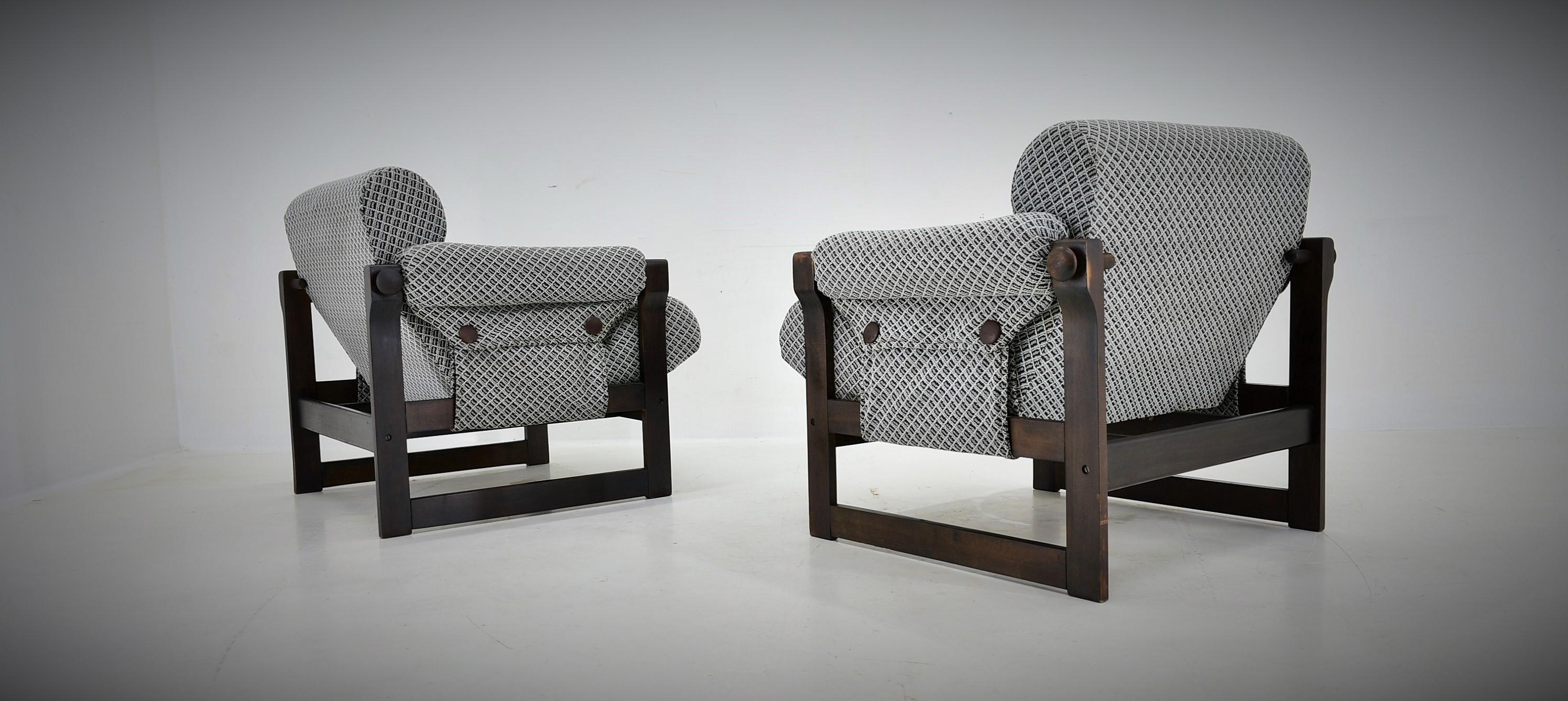 Pair of vintage armchairs by Hikor , Czechoslovakia 1969s For Sale 12