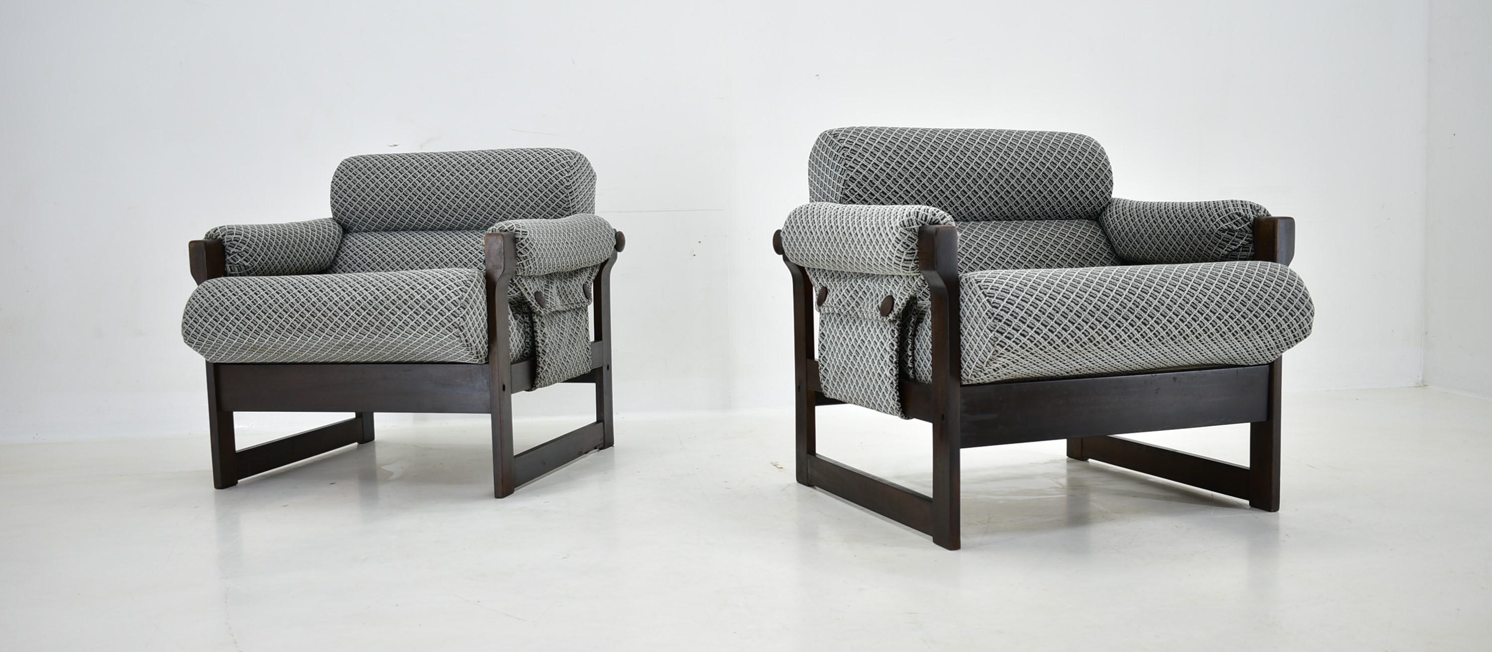 Pair of vintage armchairs by Hikor , Czechoslovakia 1969s For Sale 1