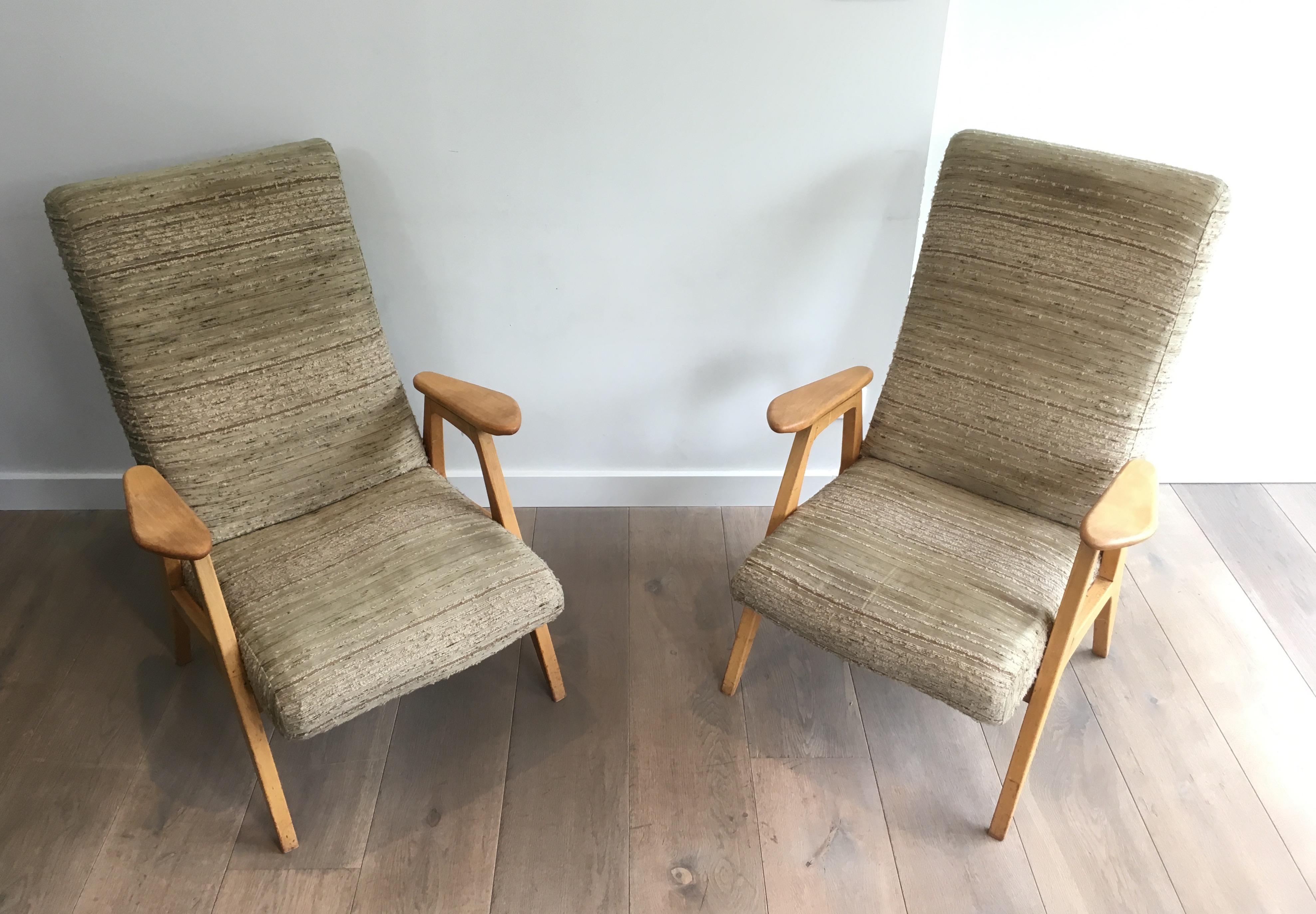 Pair of Vintage Armchairs, French, circa 1970 In Good Condition For Sale In Marcq-en-Barœul, Hauts-de-France