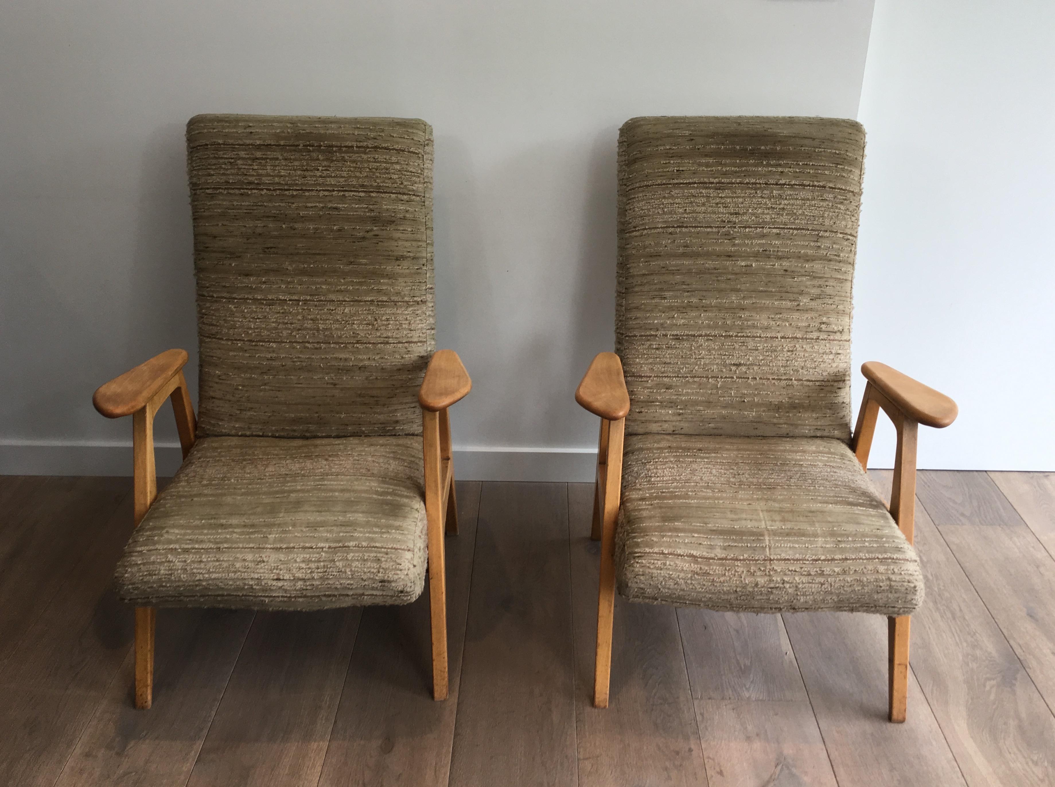 Late 20th Century Pair of Vintage Armchairs, French, circa 1970 For Sale