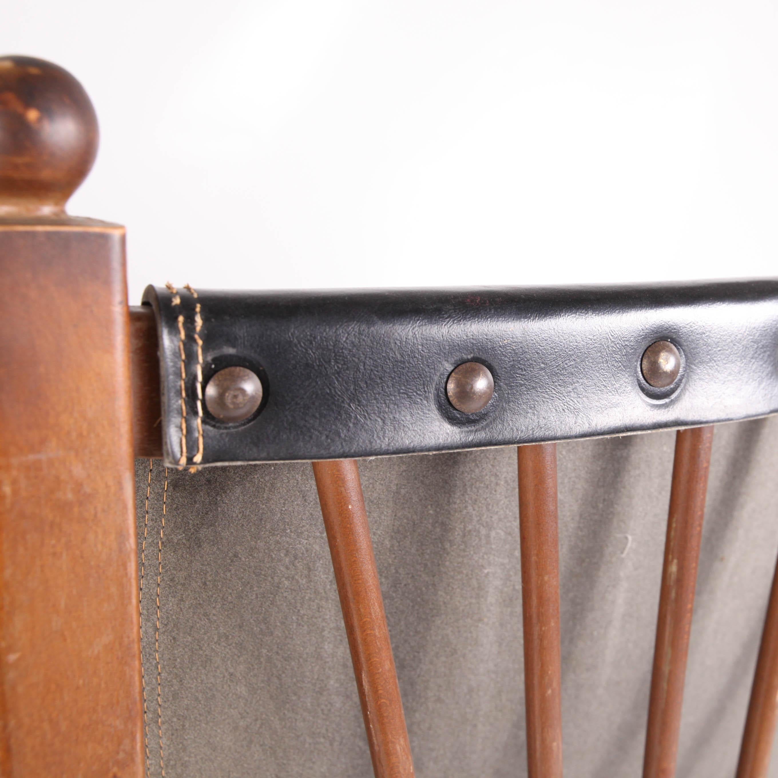 Pair of Vintage Armchairs in Faux Leather and Wood 4