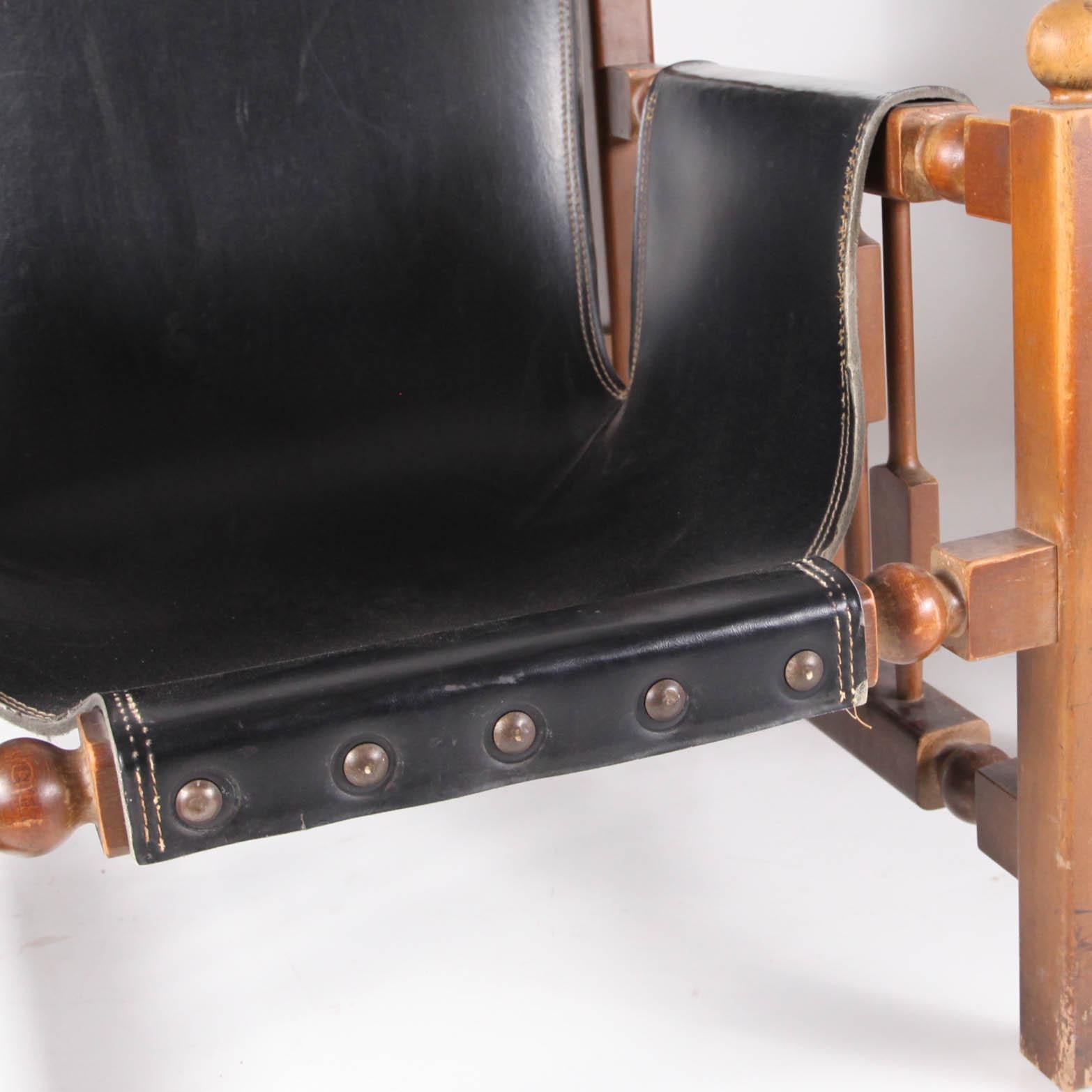 Pair of Vintage Armchairs in Faux Leather and Wood 1