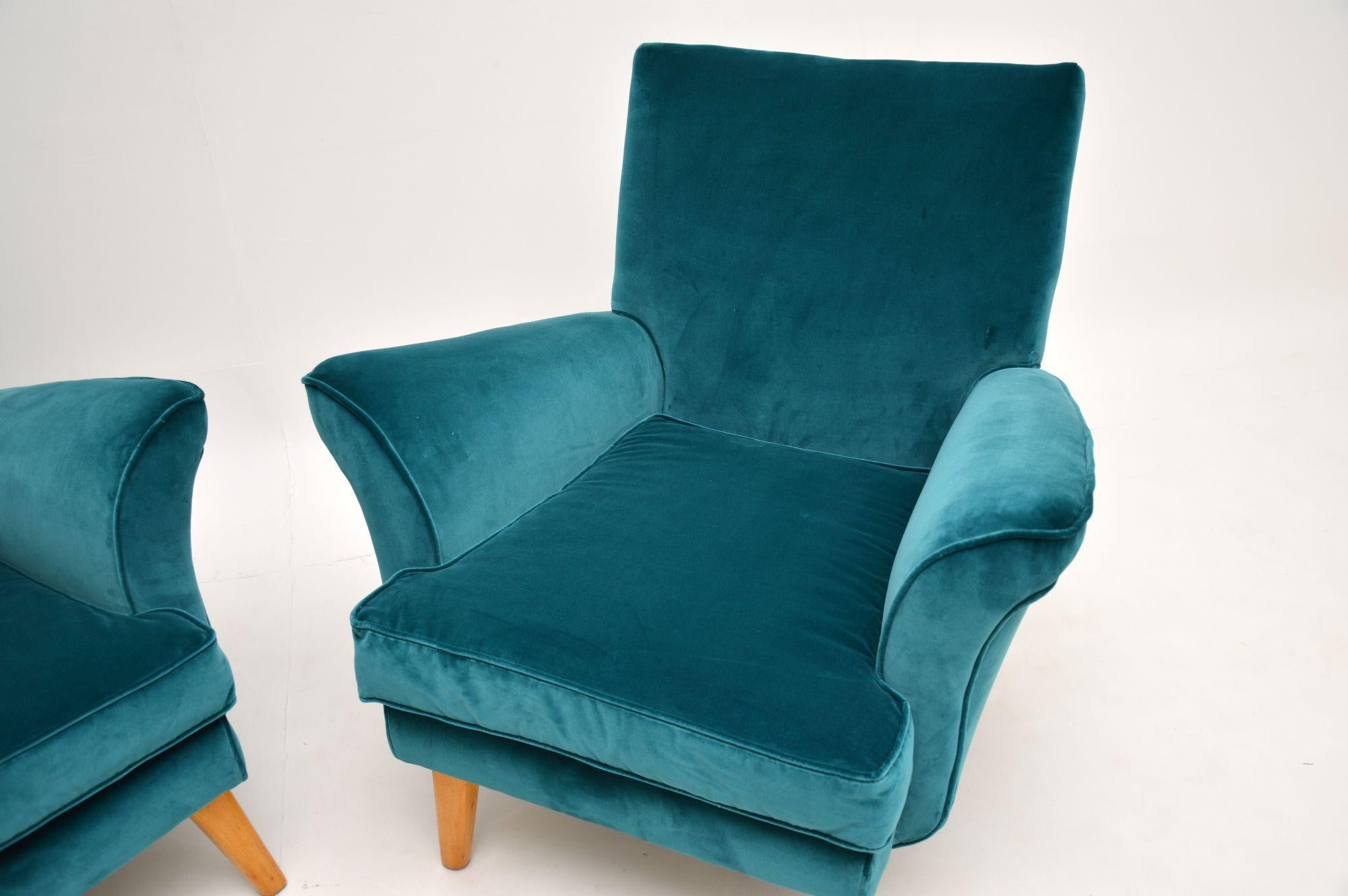 Pair of Vintage Armchairs and Ottomans, circa 1960s 1