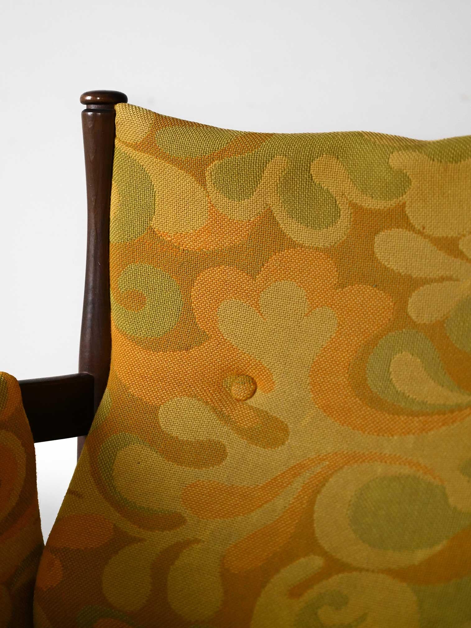 Pair of vintage armchairs with 1960s fabric 2