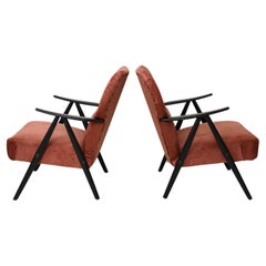 Pair of Vintage Armchairs with Black Frame