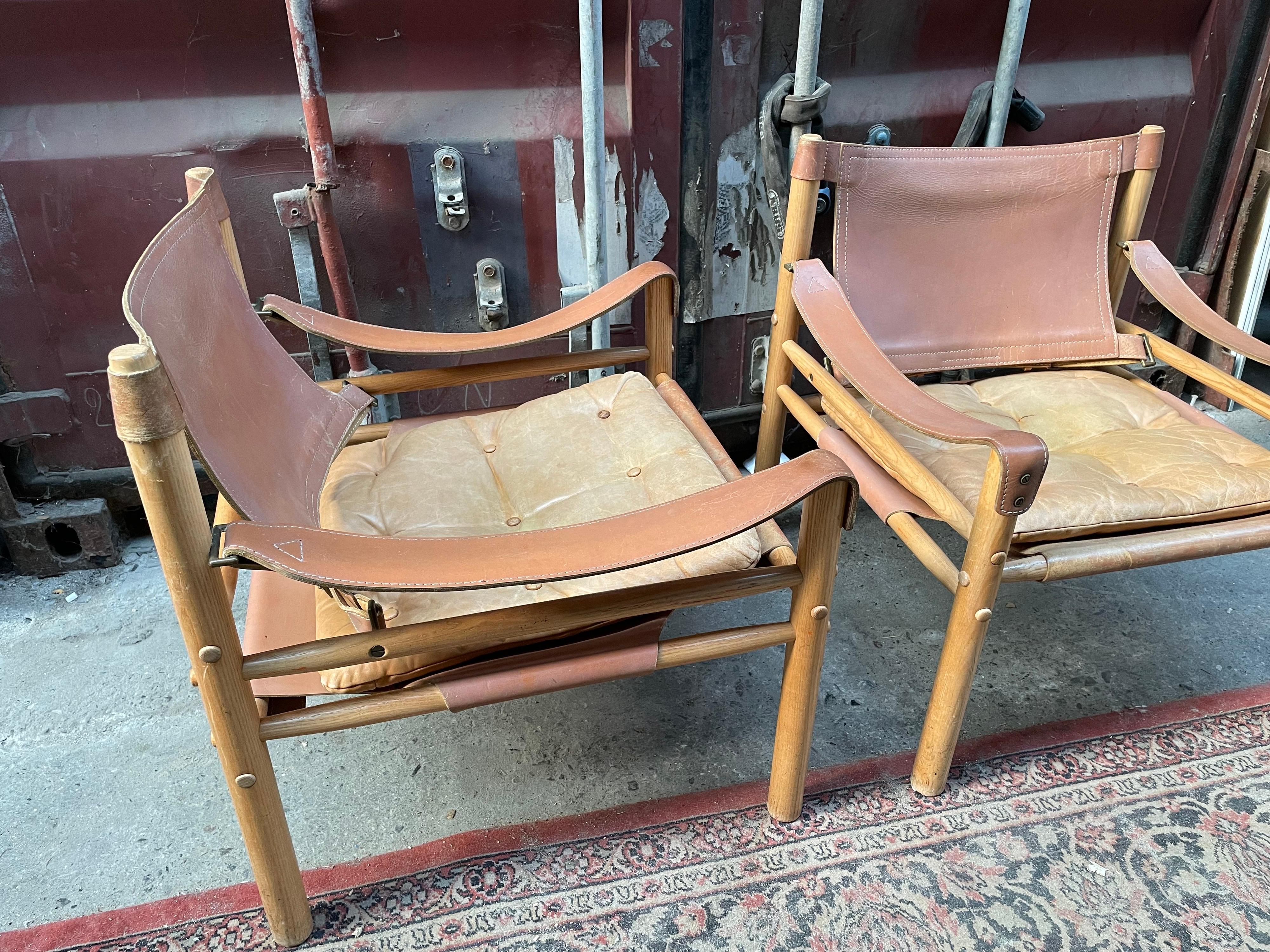 Pair of Vintage Arne Norell Easy Chairs Model Sirocco, 1960s 3