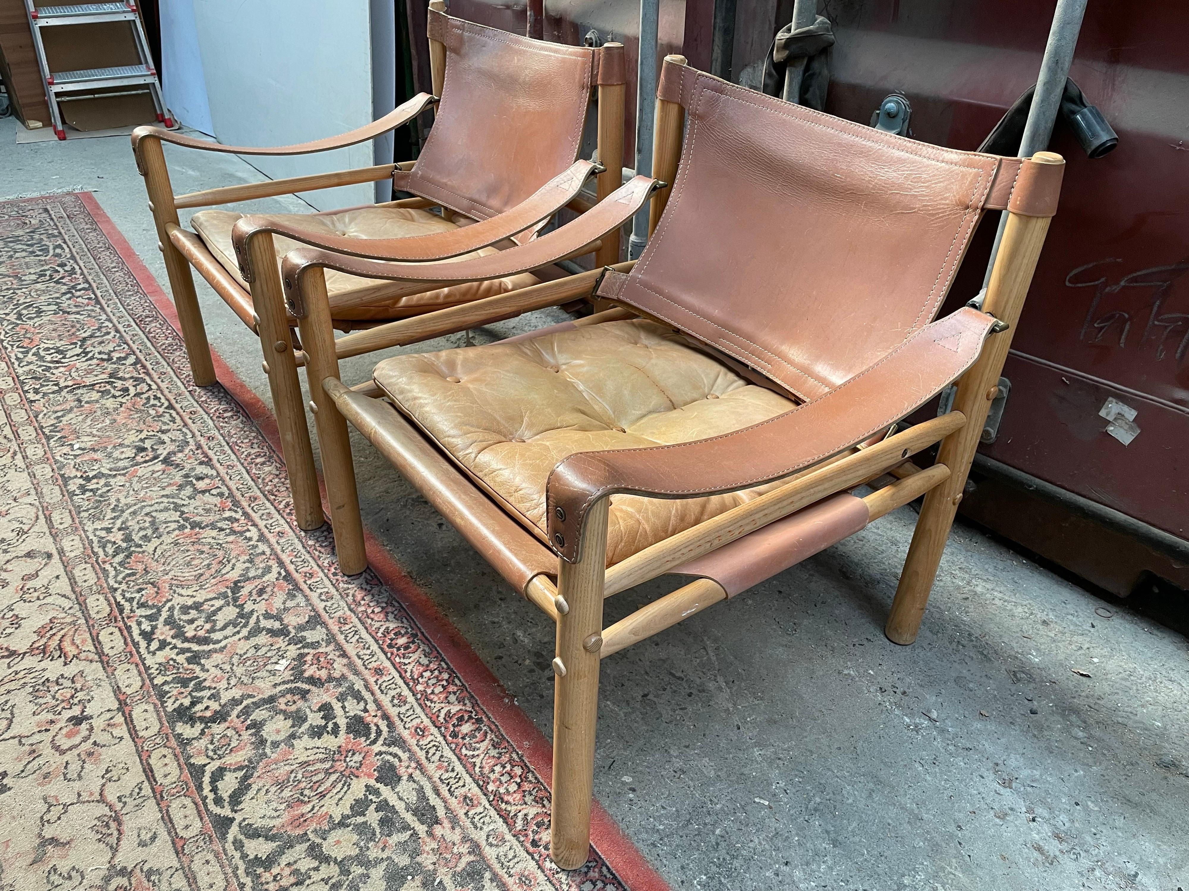 Mid-20th Century Pair of Vintage Arne Norell Easy Chairs Model Sirocco, 1960s