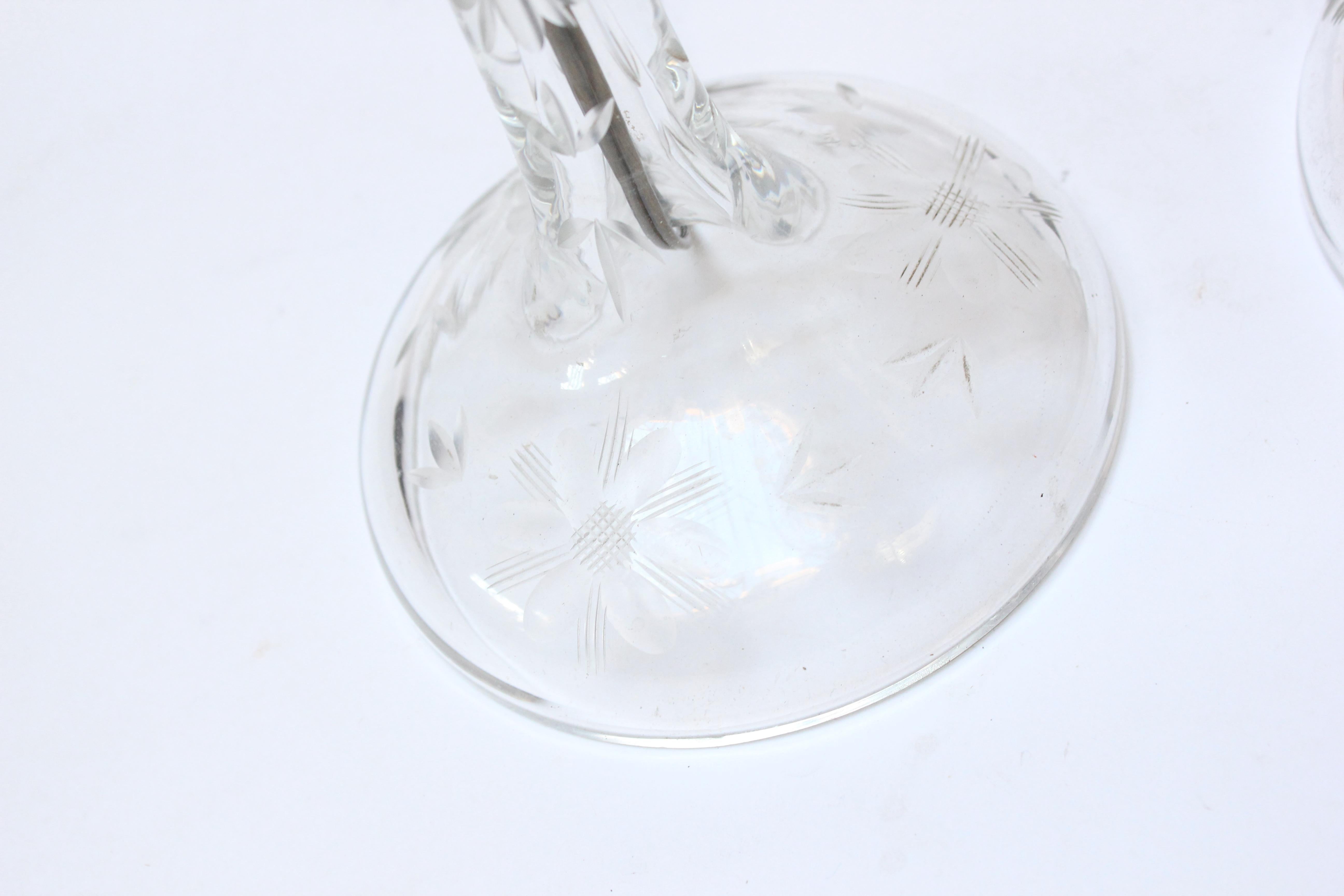 Paire de lampes de bureau Art Déco vintage en cristal gravé en vente 5