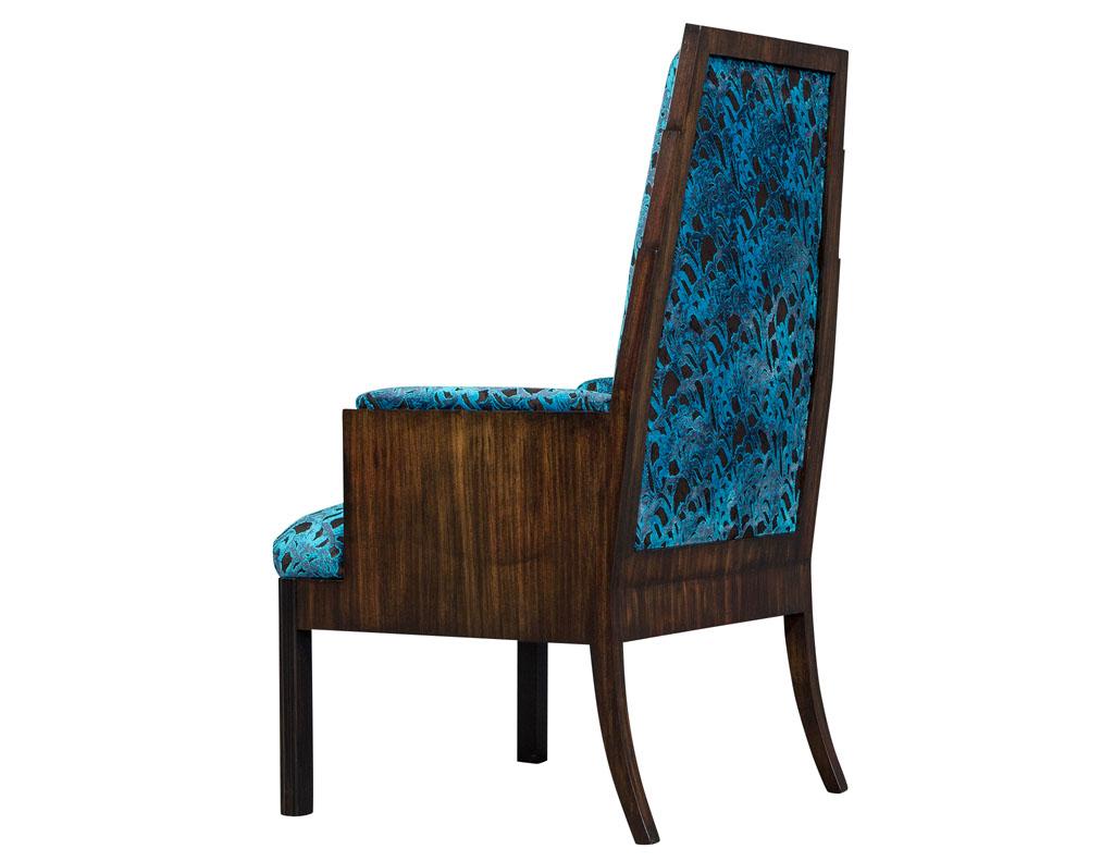 Fabric Pair of Vintage Art Deco Makassar Ebony Parlor Armchairs