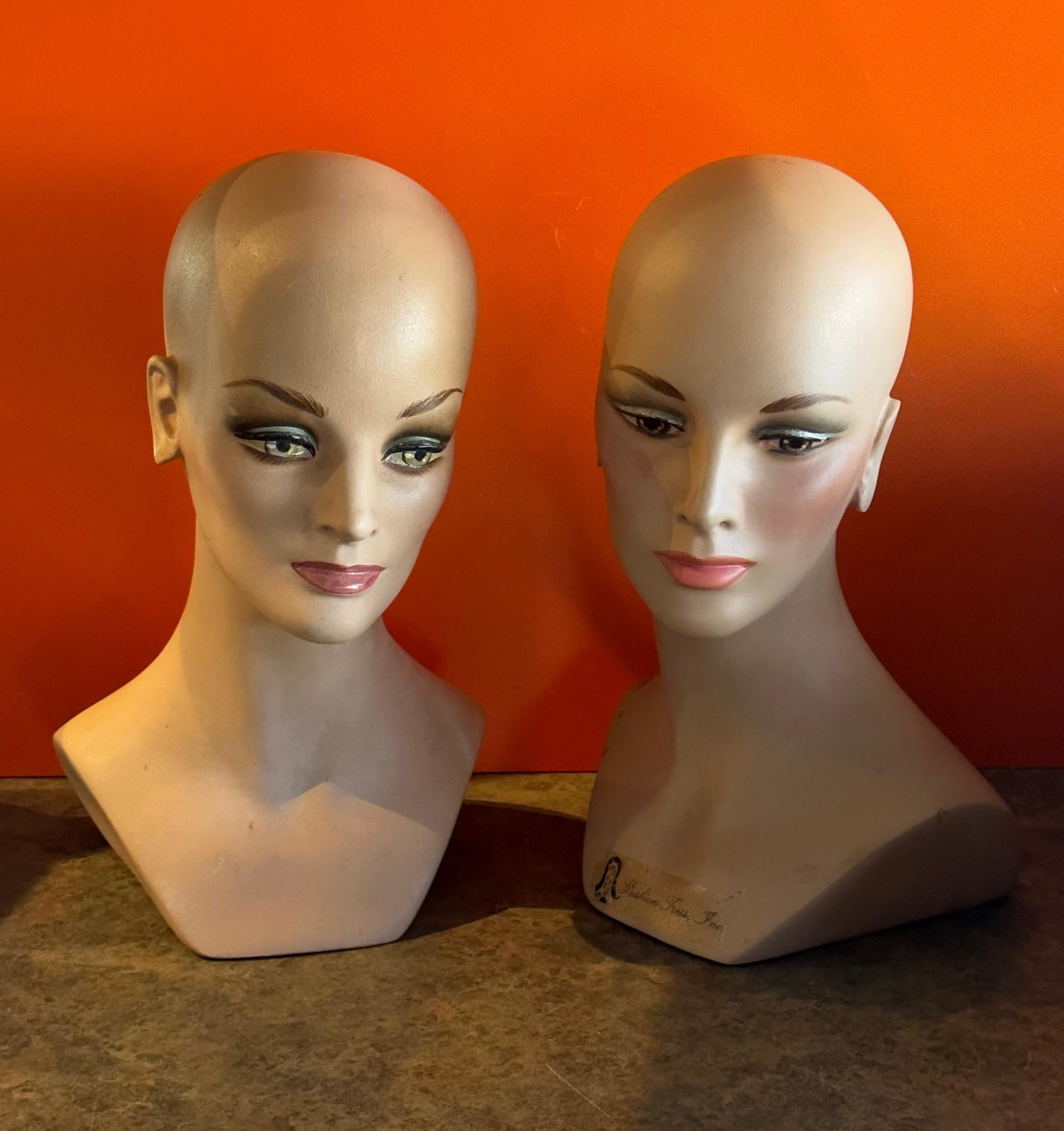 Pair of Vintage Art Deco Mannequin Heads / Busts  For Sale 8