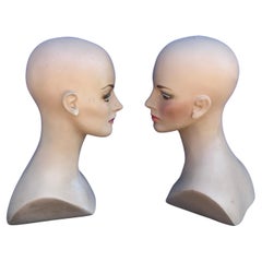 Paar Vintage Art Deco Mannequin Köpfe / Büsten