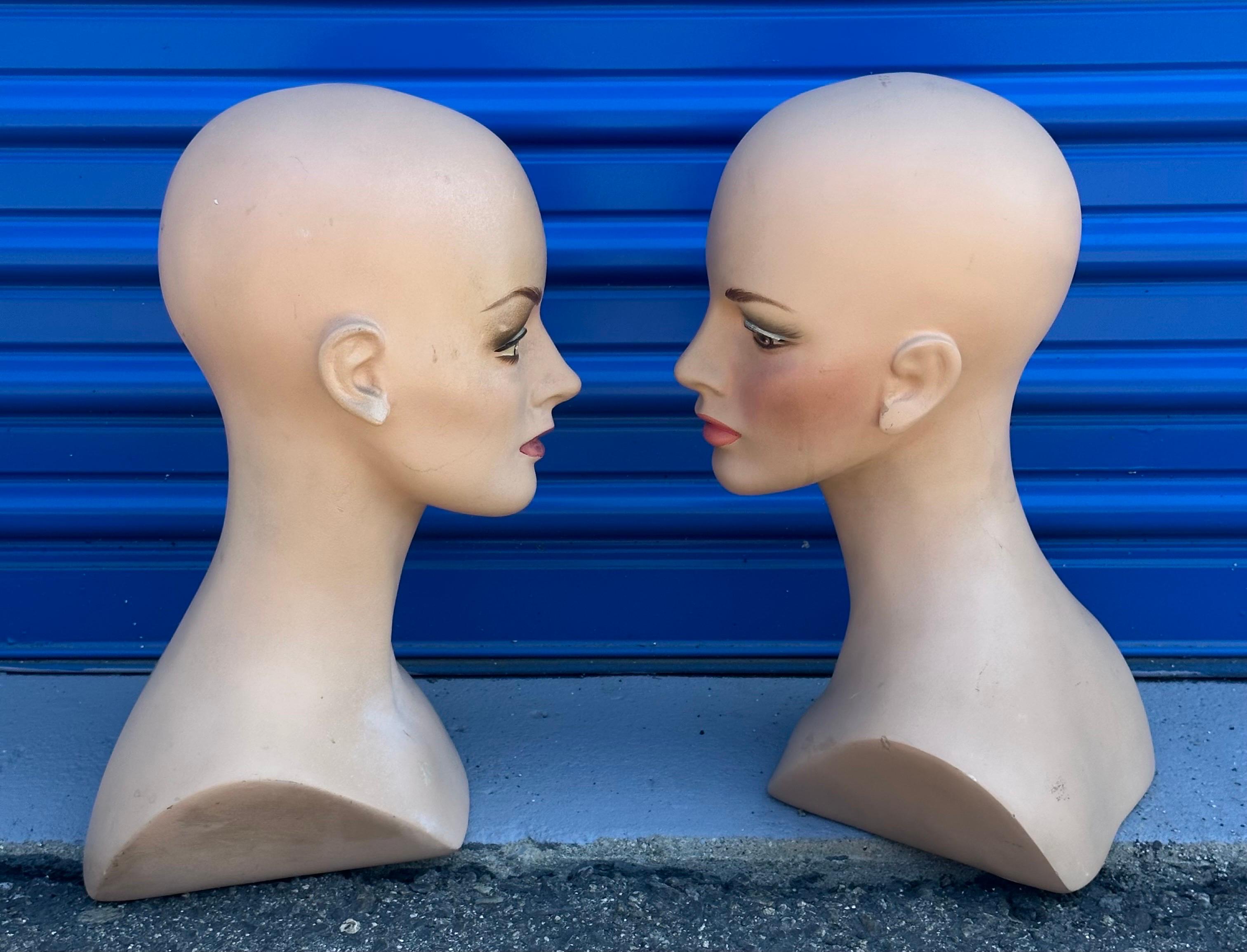 20th Century Pair of Vintage Art Deco Mannequin Heads / Busts  For Sale