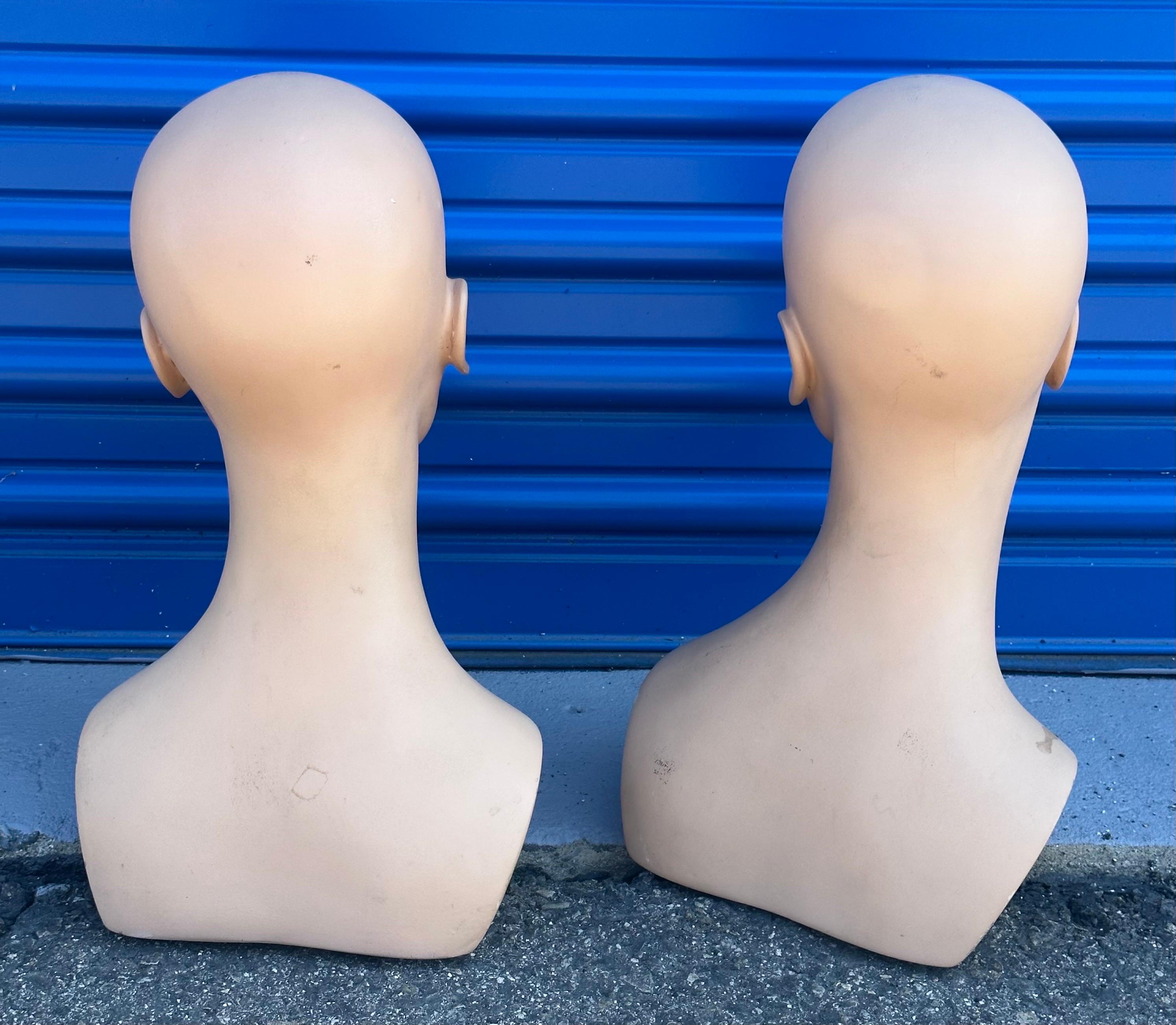 Pair of Vintage Art Deco Mannequin Heads / Busts  For Sale 1