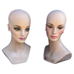 Pair of Used Art Deco Mannequin Heads / Busts 