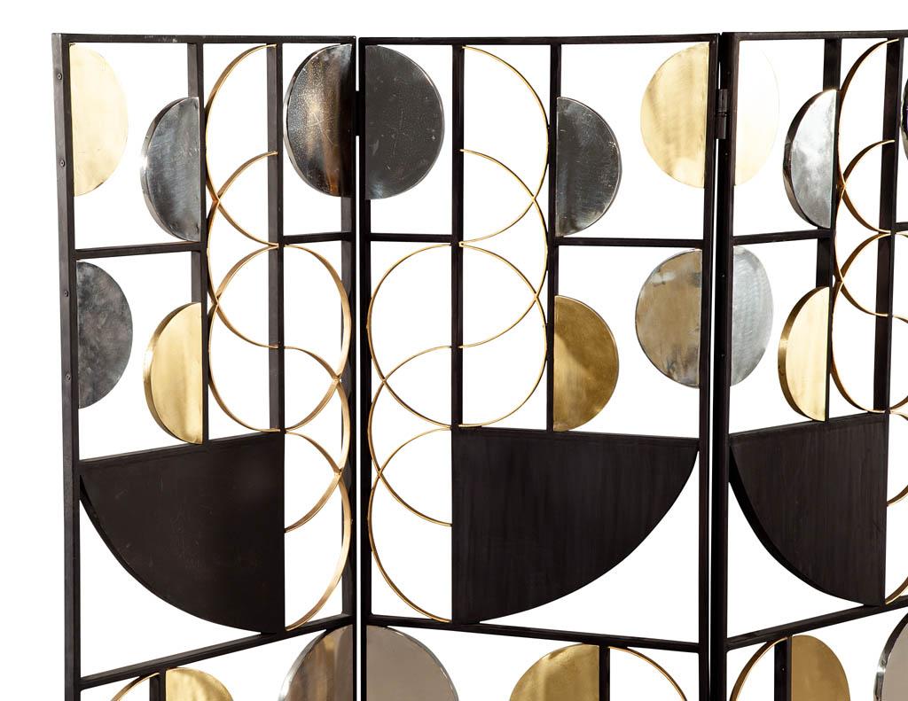 Pair of Vintage Art Deco Metal Room Divider Screens P. Depucca 67 In Good Condition For Sale In North York, ON