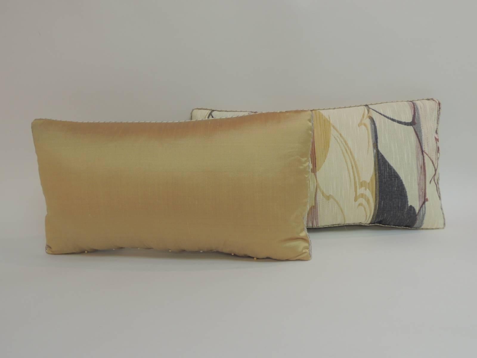 Hand-Crafted Pair of Vintage Art Deco Style Gold and Black Obi Lumbar Decorative Pillows