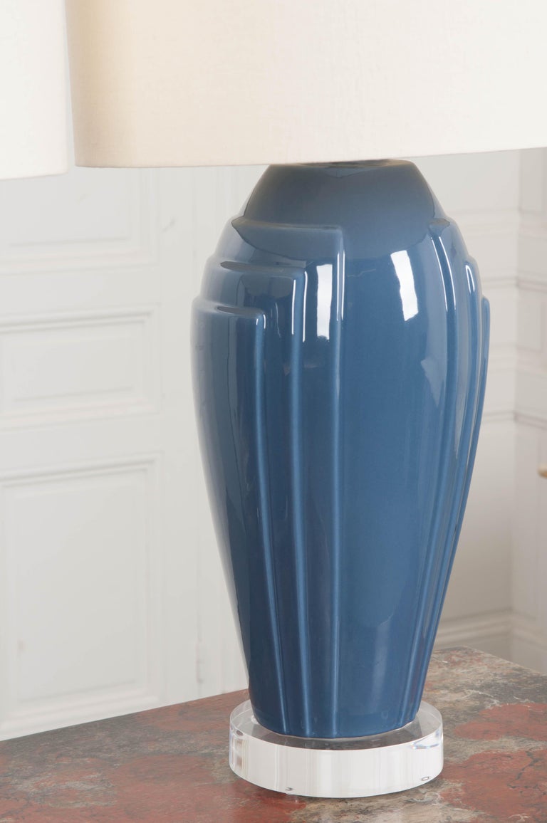 Pair of Vintage Art Deco Style Lamps with Shades For Sale at 1stDibs