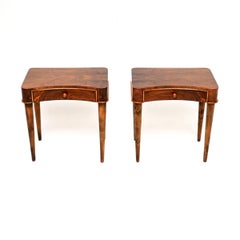 Pair of Vintage Art Deco Swedish Walnut Side Tables