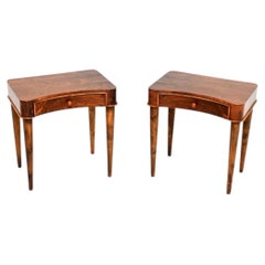Pair of Vintage Art Deco Swedish Walnut Side Tables