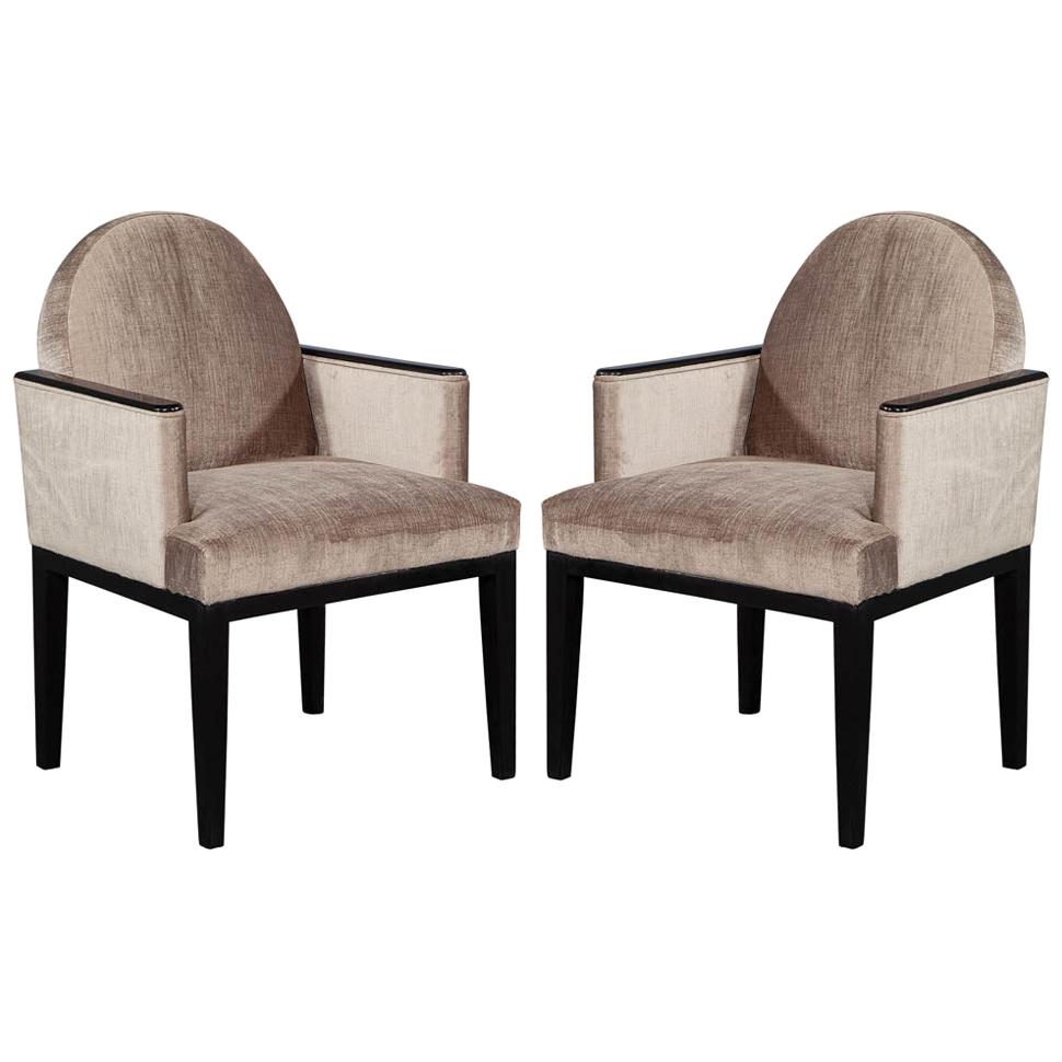 Pair of Vintage Art Deco Velvet Armchairs