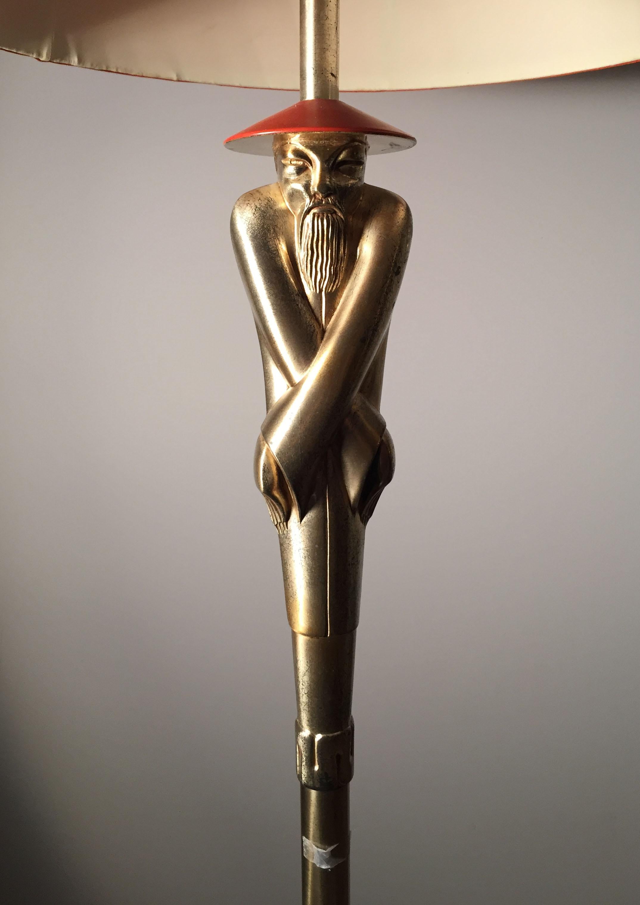 Pair of Vintage Art Deco Viktor Schreckengost Chinoiserie Floor Lamps In Good Condition For Sale In Chicago, IL
