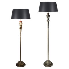 Pair of Antique Art Deco Viktor Schreckengost Chinoiserie Floor Lamps