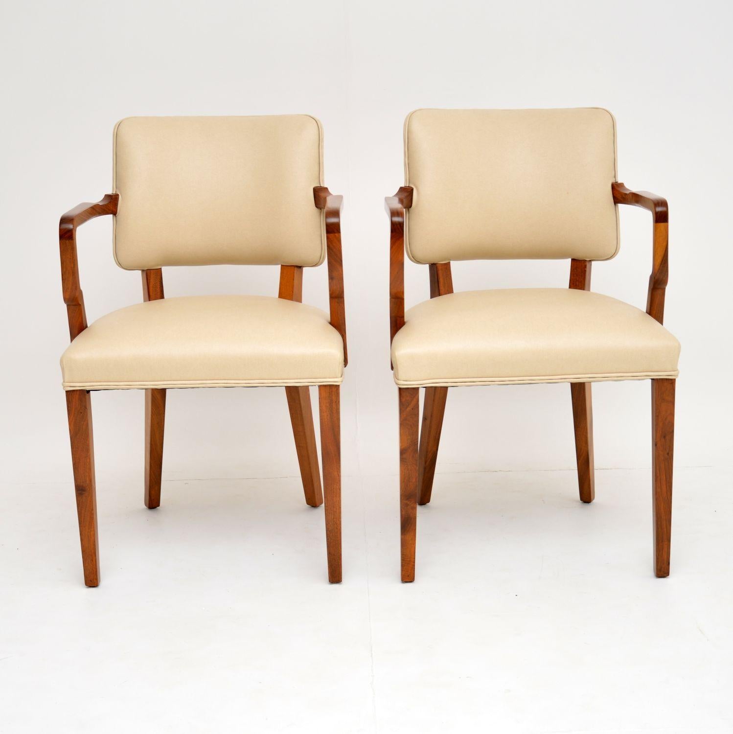 Pair of Vintage Art Deco Walnut Armchairs 7