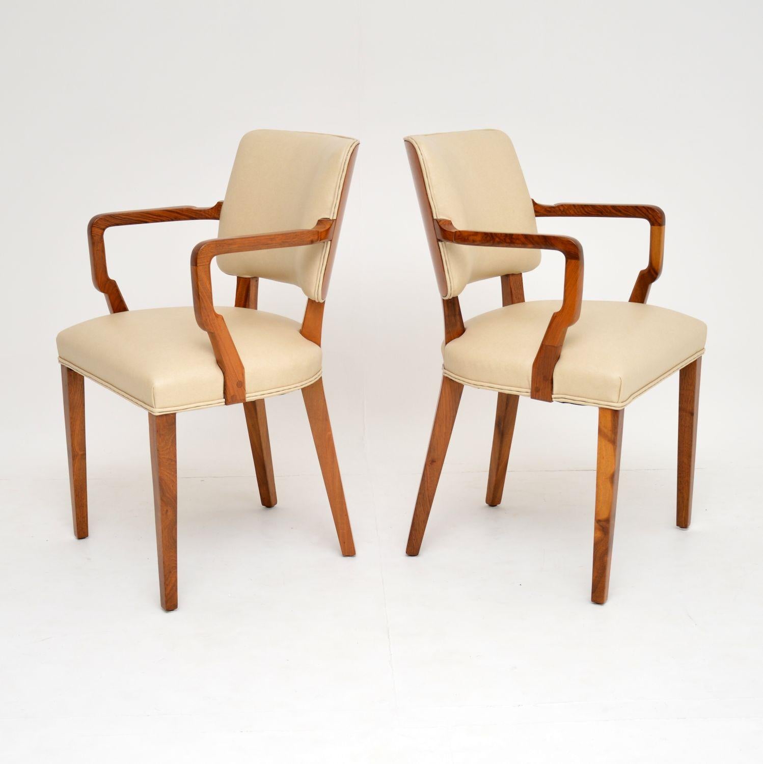 Pair of Vintage Art Deco Walnut Armchairs In Good Condition In London, GB